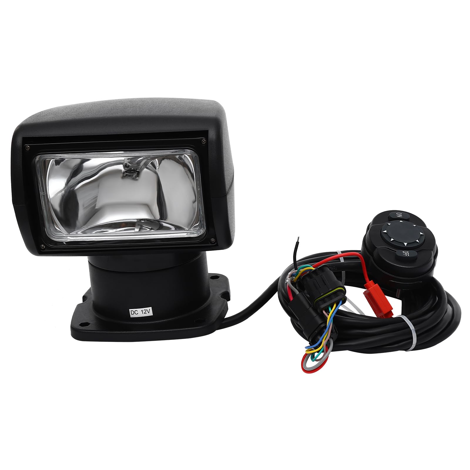 360° Rotating Remote Control Marine Boat Spotlight - 12V 100W Waterproof Halogen Search Light for Boats & Trucks | Omnidirectional Lighting for Night Fishing, Offshore Navigation & Emergency Rescue (Black)