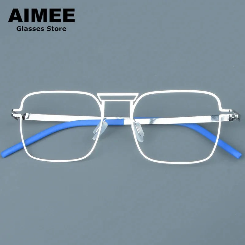 Aimee Unisex Full Rim Square Double Bridge Steel Eyeglasses Frame 14041 - Stylish & Durable Eyewear for Work, Reading, and Everyday Fashion