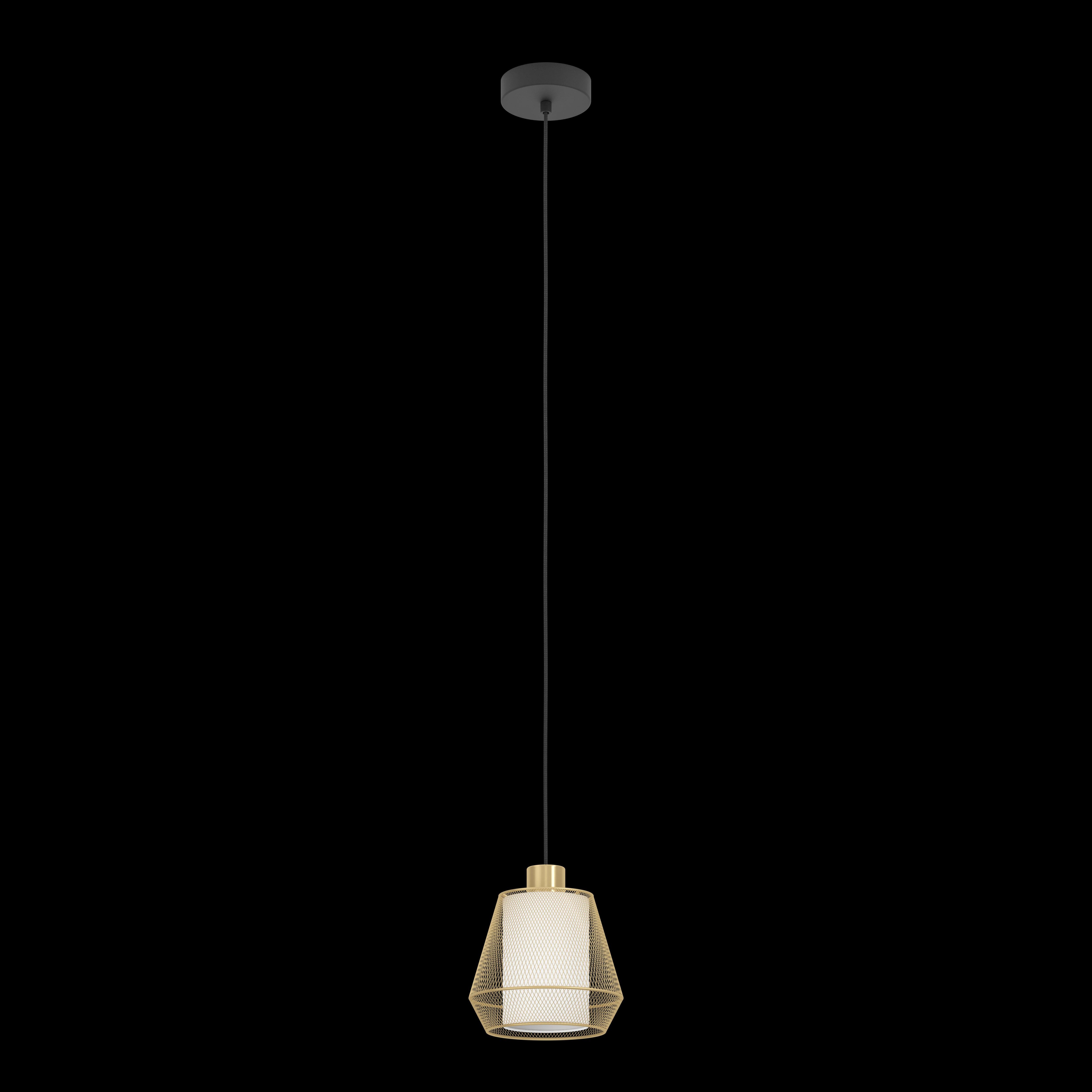 Eglo Ciudadela Brass Wire & White Fabric Ceiling Pendant Light - Vintage Industrial Style Hanging Fixture for Dining Room, Kitchen Island & Bedroom Lighting