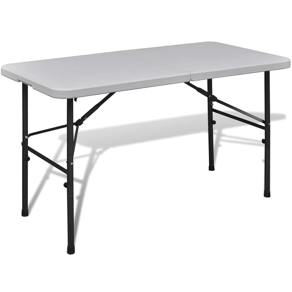 iFCOW 48 Inch Foldable Camping Table - Portable HDPE Outdoor Folding Table for Picnic, Beach, Garden, Craft & Utility | Lightweight White Camping Furniture for Backyard, RV & Tailgating