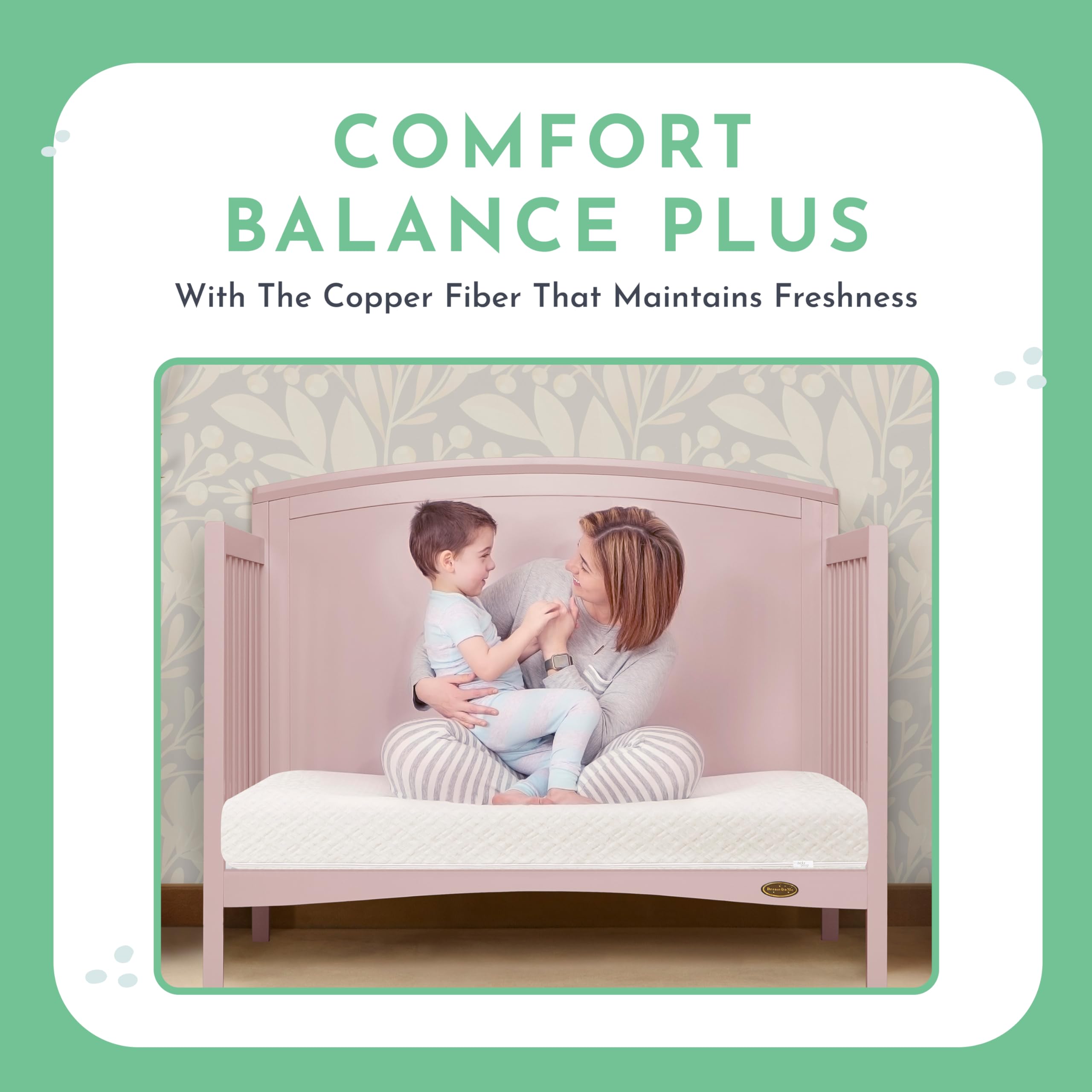 Evolur Coco Comfort Lite Plus Natural Copper Infused Fiber Crib & Toddler Mattress - Waterproof, Green Guard Gold Certified, Removable Cover, 5