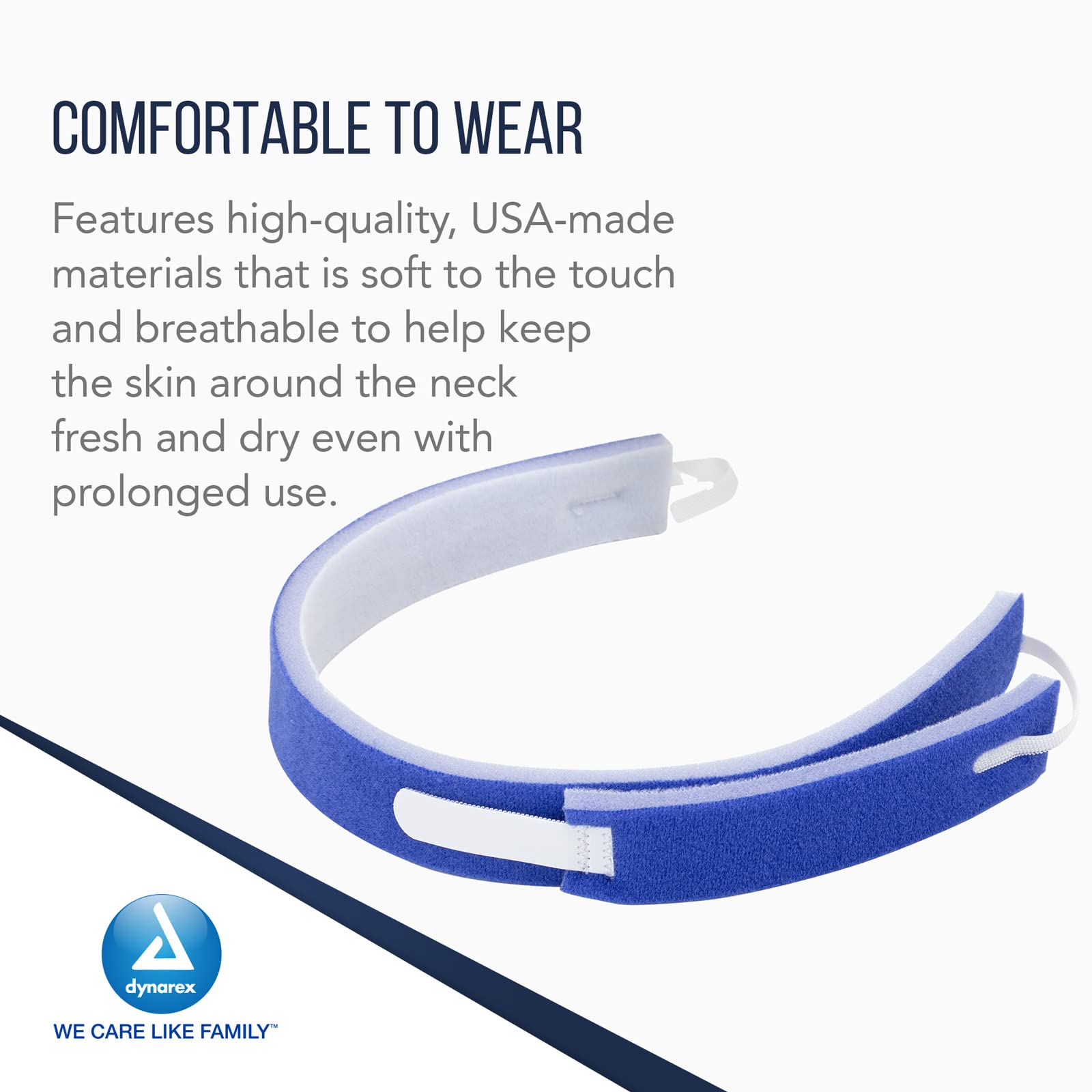 Dynarex Adjustable Breathable Foam Tracheostomy Tube Holder - Soft Outer Ties & Hook-and-Loop Closure - 2-Piece Large Size (Case of 120) - Ideal for Post-Surgery Care & Long-Term Tracheostomy Support