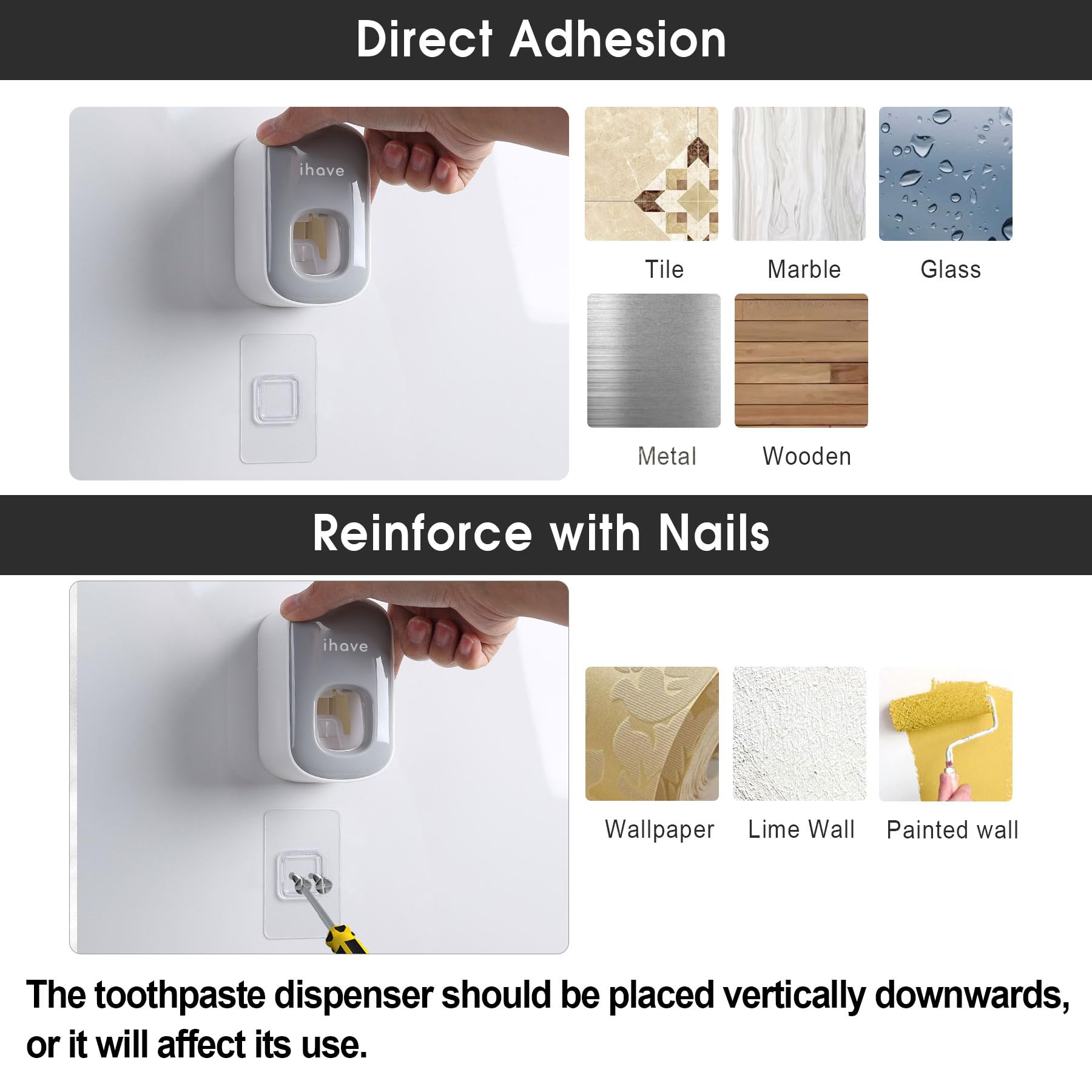 Automatic Wall Mount Toothpaste Dispenser for Bathroom - Hands-Free Toothpaste Squeezer (Grey) | Perfect for Home, Travel & RV Use