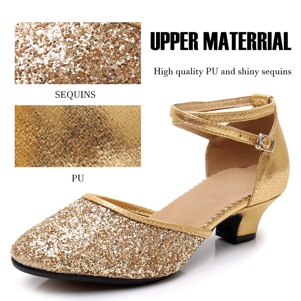 Sparkly SWDZM Women's Latin Dance Shoes - Closed Toe Ballroom Salsa Heels for Women | Perfect for Salsa, Tango, Bachata & Party Events