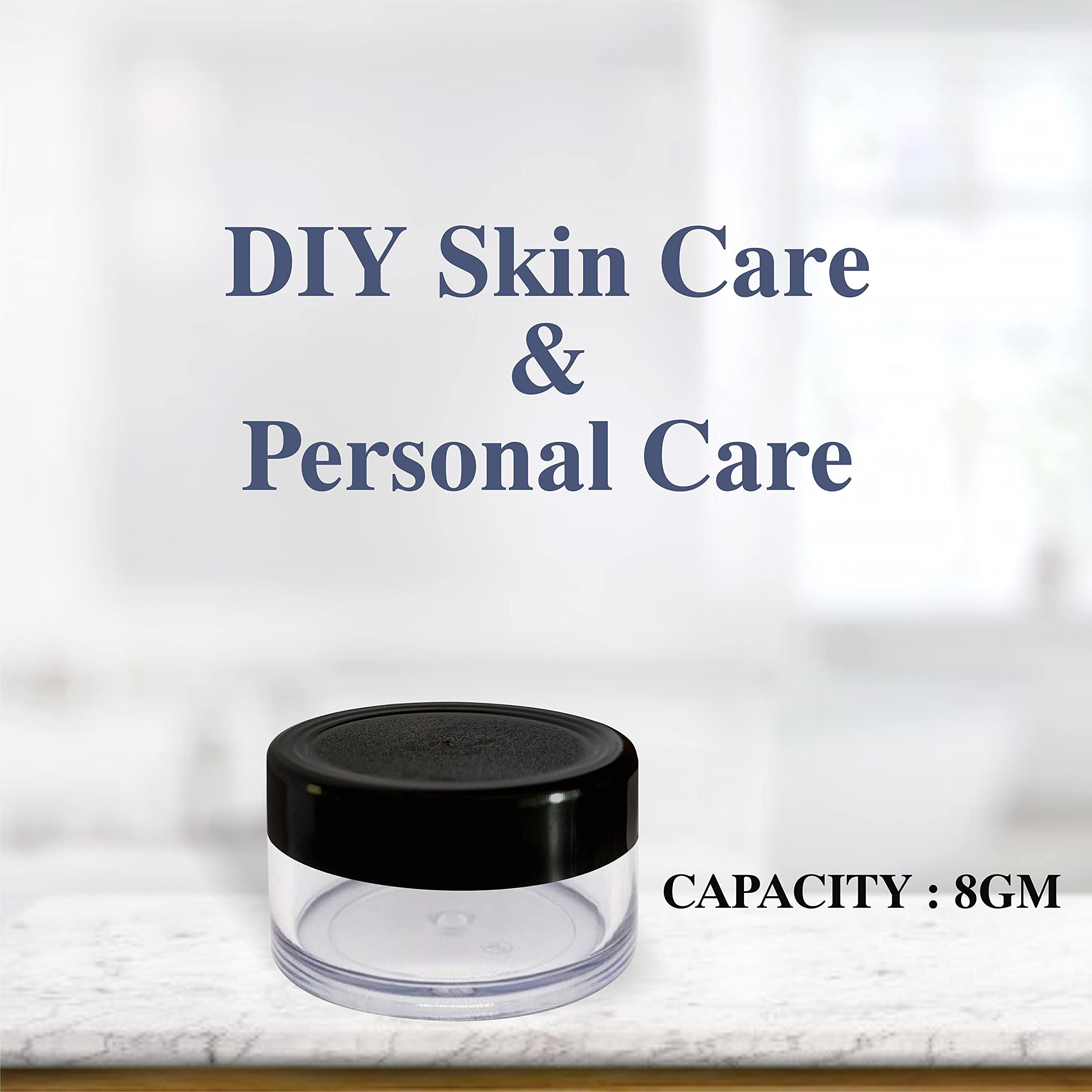 Premium Acrylic Cosmetic Jars - 8g Empty Transparent Containers with Black Cap (Pack of 10) - Ideal for DIY Lip Balm, Creams, Salves & Travel-Size Beauty Products