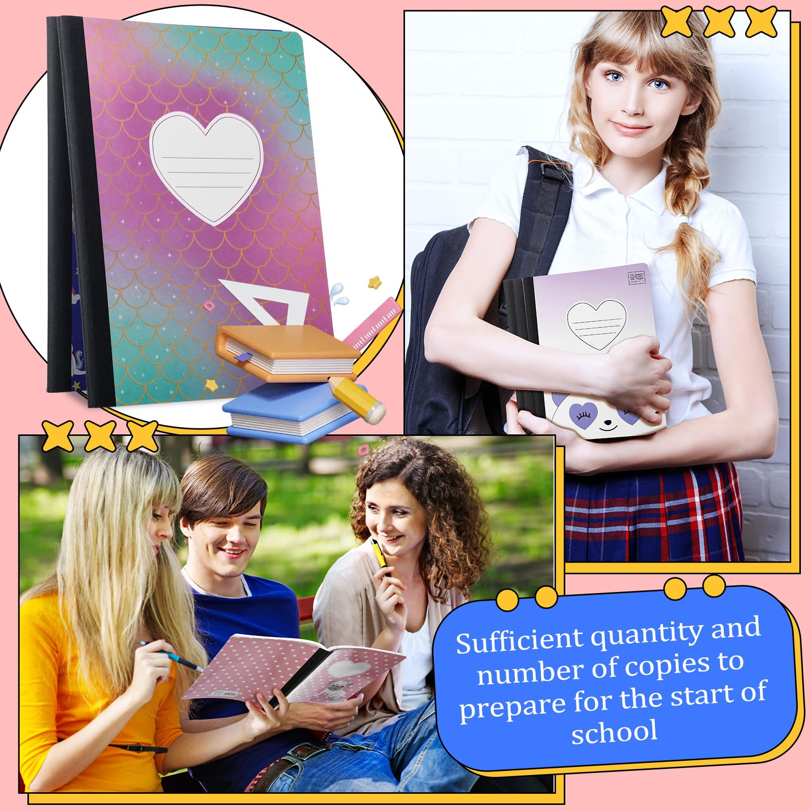 Fainne 20-Pack B5 1-Subject Wide Ruled Composition Notebooks Set - 7.5 x 9.75 Inches, Bulk School Supplies for Kids, Classroom, College & Office Use - Cute Designs Variety Pack for Note Taking, Journaling & Homework