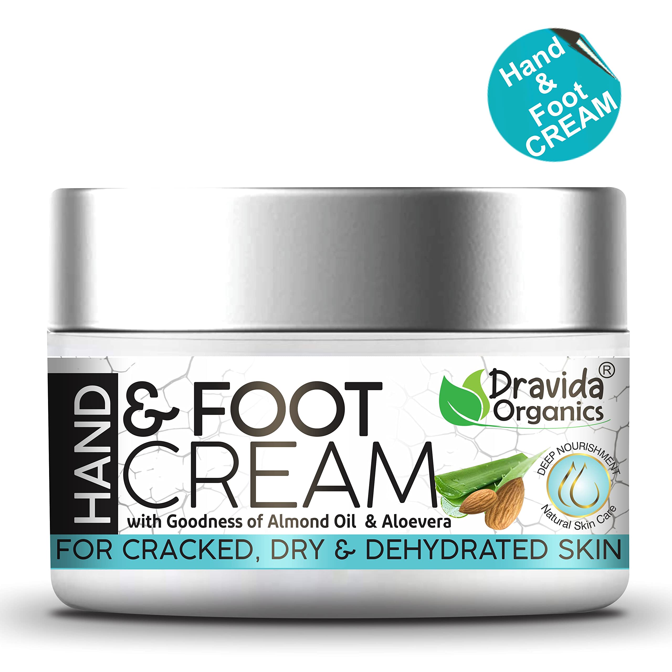 Dravida Organics Hand & Foot Crack Cream for Cracked, Dry & Dehydrated Skin – 50g Moisturizing Treatment for Heels, Elbows & Rough Skin – Perfect for Winter Care & Daily Hydration