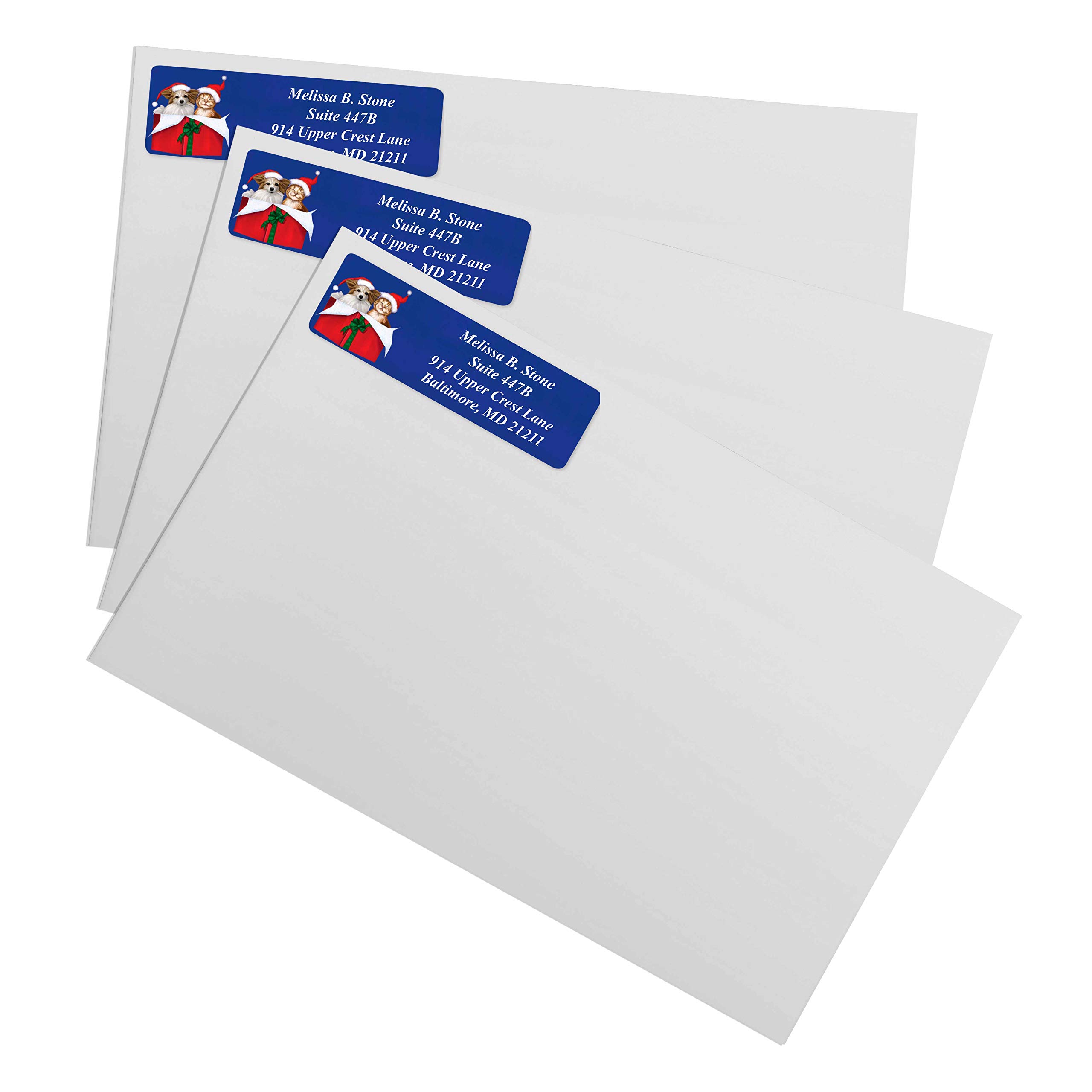 Elegant Christmas Cuddle Designer Rolled Return Address Labels with Plastic Dispenser - Perfect for Holiday Cards, Wedding Invitations & Gift Packaging