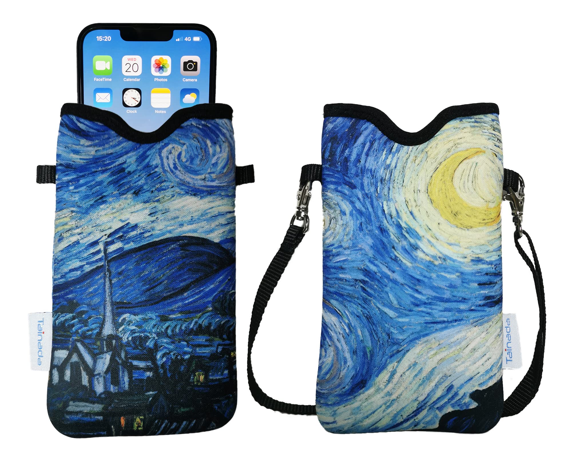 Waterproof Neoprene Phone Pouch Case with Adjustable Crossbody Strap & Neck Lanyard - Compatible with iPhone 16/15/14 Pro Max, Samsung S25/S24+/S24/S23+/A54, Google Pixel 9, Moto G - Perfect for Running, Hiking, Travel & Outdoor Activities (Starry Night Design)
