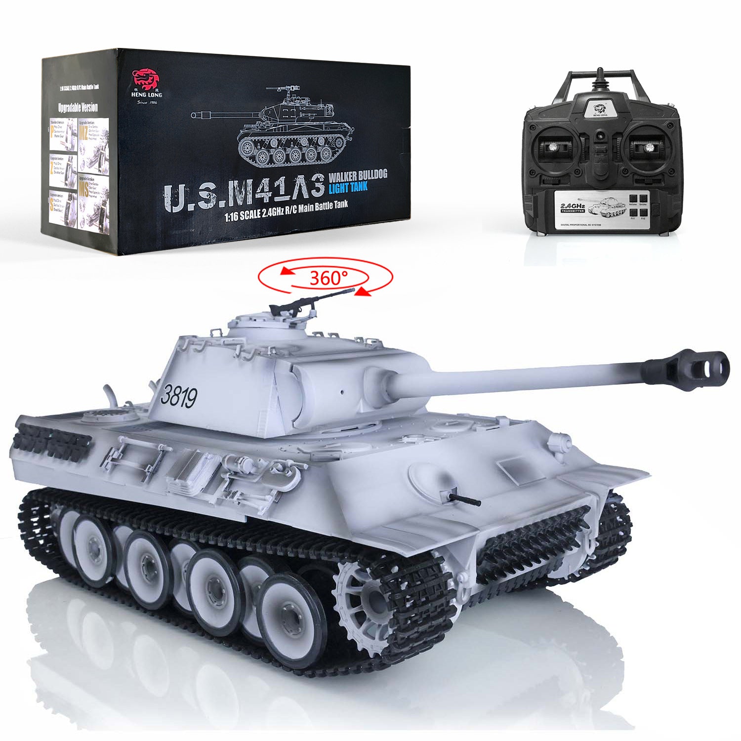 2.4Ghz Henglong 1/16 Scale 7.0 Plastic German Panther RTR RC Tank with 360° Rotating Turret & Sound Effects - Remote Control Toy Tank for Boys & Adults - Perfect for Outdoor Play, Military Simulation & RC Hobby Enthusiasts