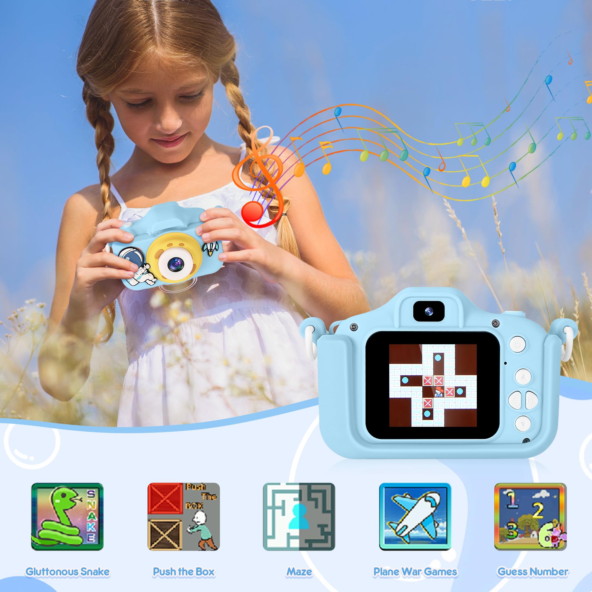 48MP Kids Digital Camera with 1080P HD Video & IPS Screen - 32GB SD Card Included | Perfect Birthday Gift for Boys & Girls Ages 3-12 | Astronaut Blue | Great for Travel, Parties & Creative Play
