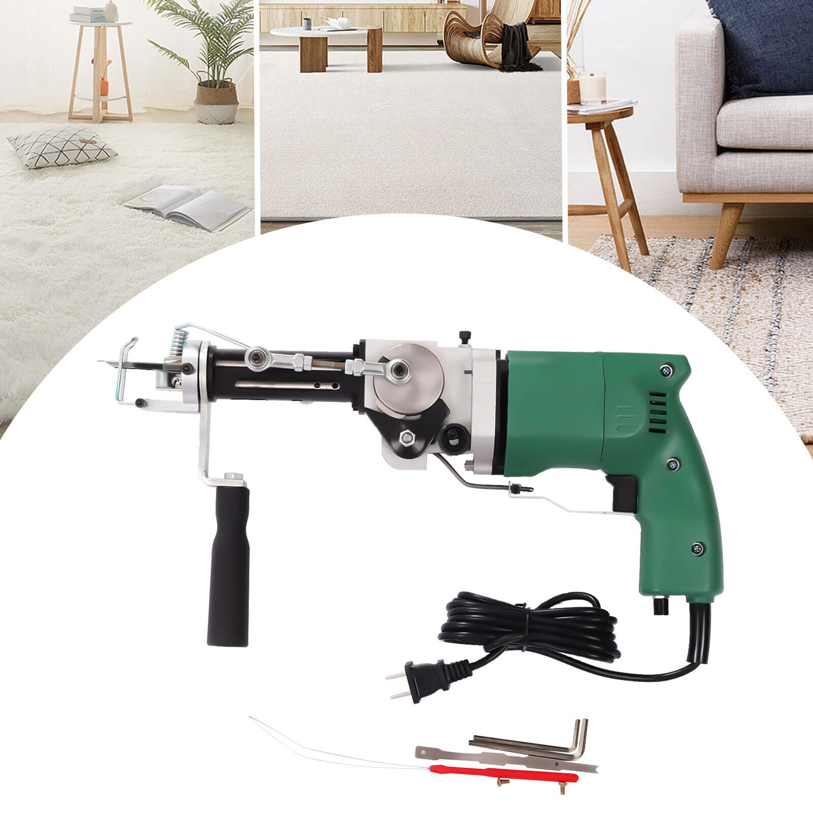 Electric Carpet Tufting Gun Kit - 100V-240V Cut Pile/Loop Pile Rug Making Machine with 7-19mm Adjustable Depth, Handheld DIY Flocking Tool for Home Decor, Craft Projects & Custom Rug Creation