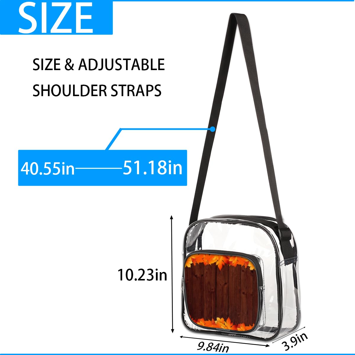 Fall Maple Leaf Clear Crossbody Purse - Stadium Approved Transparent Bag for Women & Men - Perfect for Festivals, Sports Events & Small Concerts - Autumn Leaf Design Fashion Accessory for Outdoors, Travel & Shopping