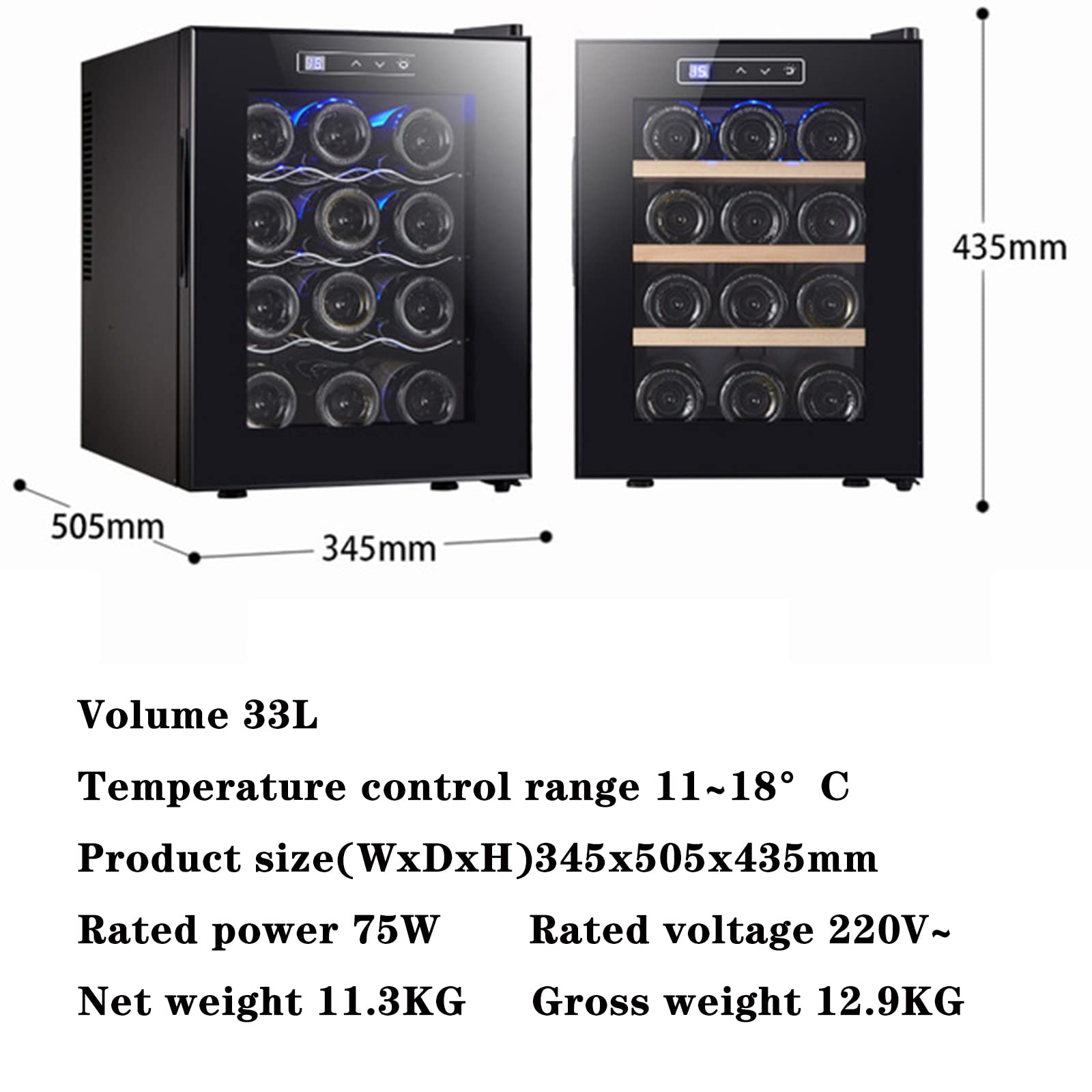 12 Bottle Countertop Wine Cooler with Compressor Cooling, Digital Temperature Control, and Clear Glass Door for Red, White, Champagne, and Sparkling Wine - Perfect for Home Bars, Kitchens, and Entertaining Spaces