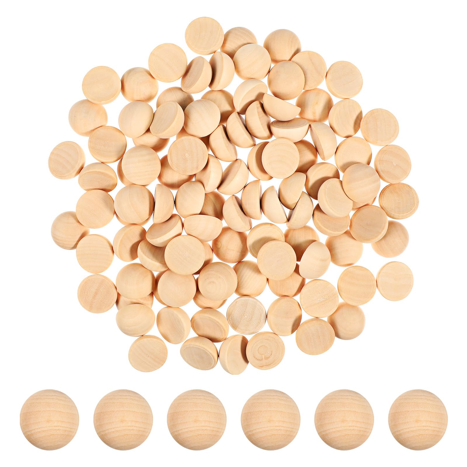 100pcs 20mm Unfinished Light Yellow Wooden Half Balls - DIY Craft Painting Beads, Mini Hemisphere Wooden Beads for Jewelry Making, Home Decor & Kids Art Projects - Perfect for Ornaments, Scrapbooking & Wedding Crafts