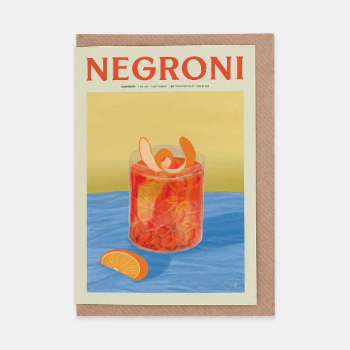 Negroni Cocktail Greeting Card - Blank Inside for Birthday, Anniversary, Thank You - Perfect for Bar Lovers & Cocktail Enthusiasts