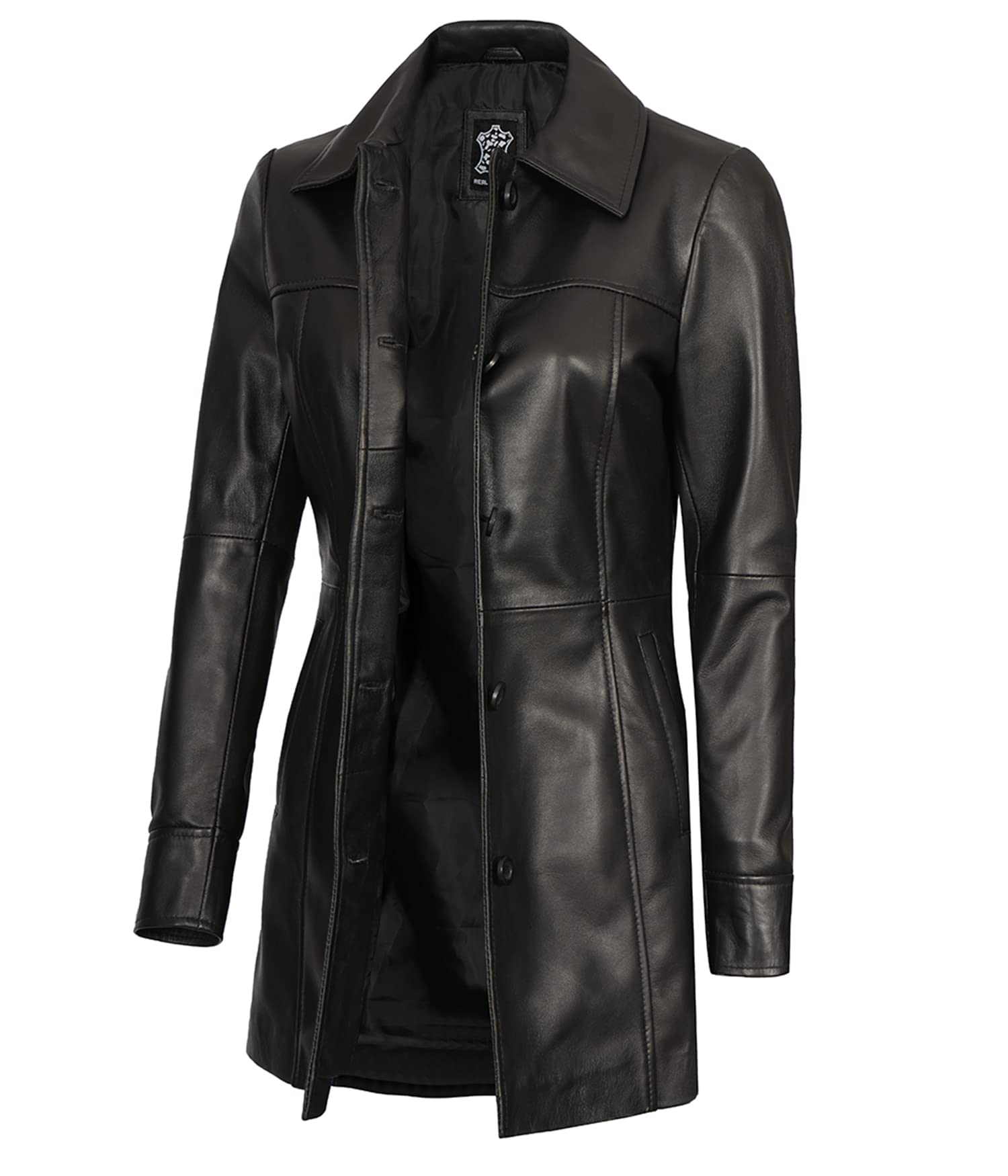 Genuine Lambskin Leather Jacket for Women - Stylish Soft Long Trench Coat - Winter Fashion Outerwear for Casual & Office Wear
