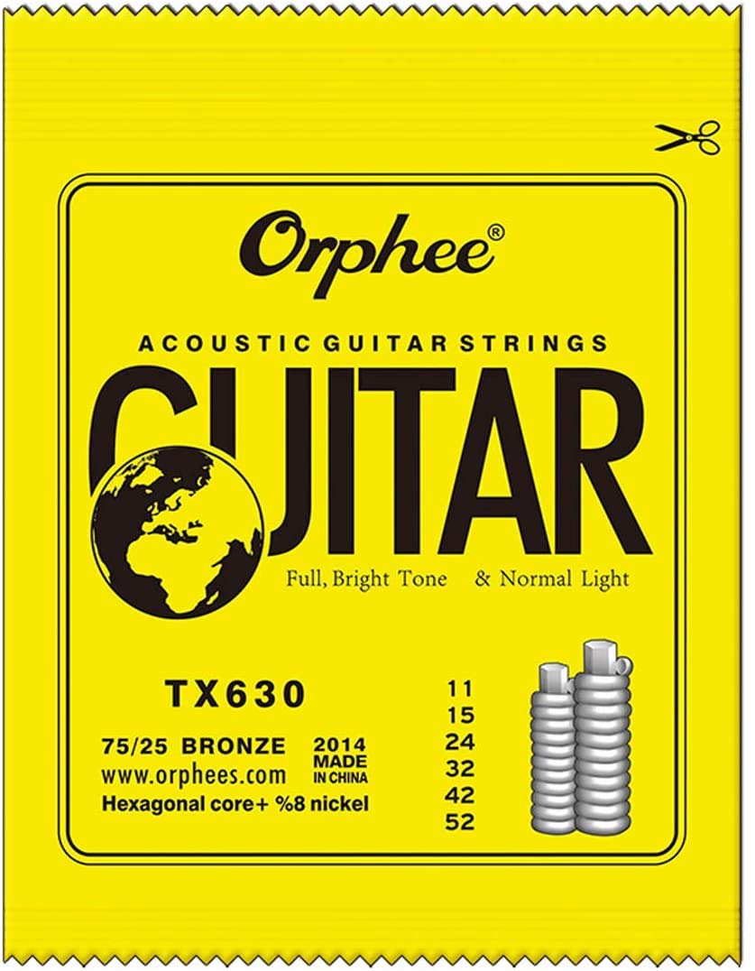 Orphee TX630 Phosphor Bronze Acoustic Guitar Strings 3-Pack - Super Light 11-52 Gauge | Bright Tone & Long-Lasting | Perfect for Beginners, Practice & Live Performances