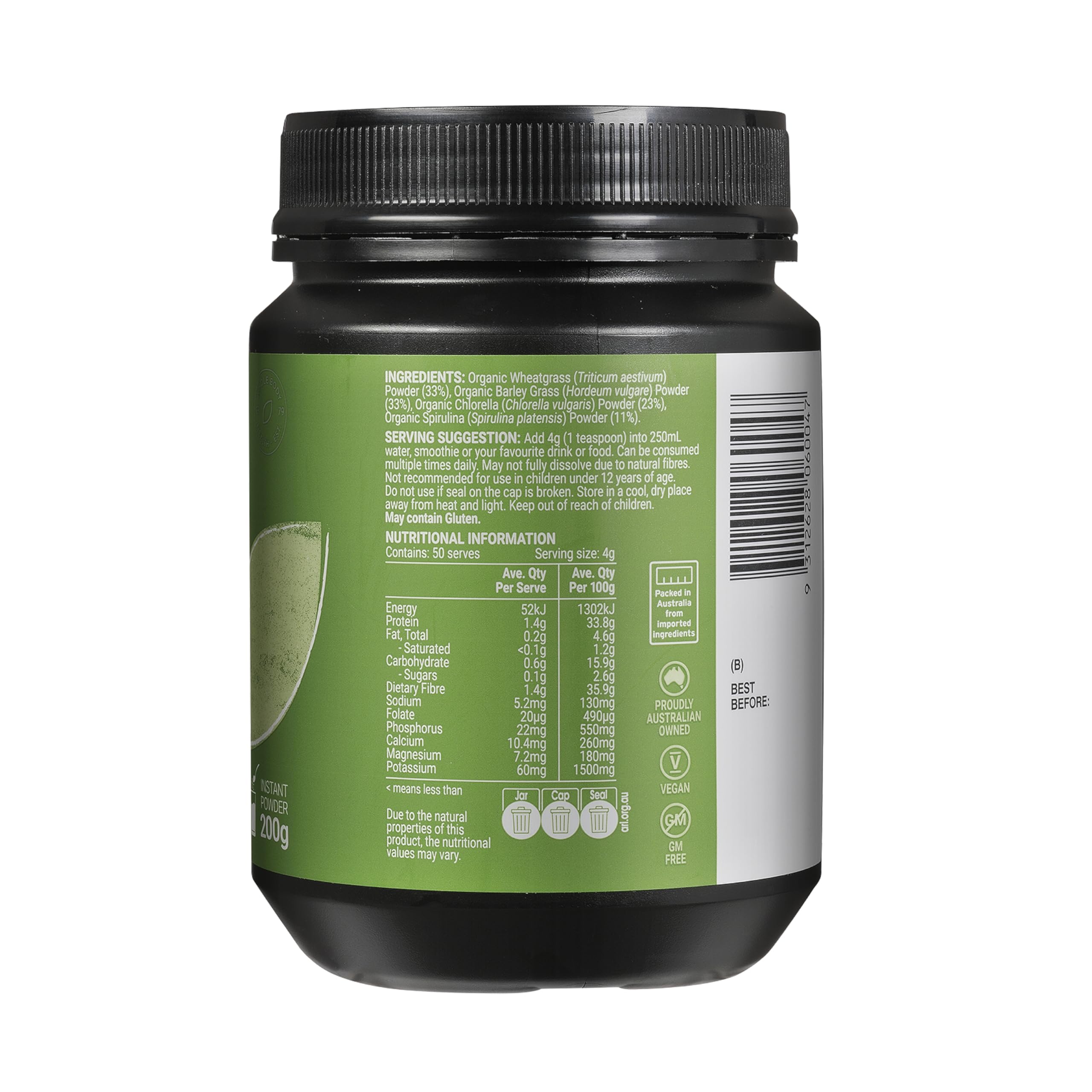 Melrose Essential Greens Powder 200g – Organic Superfood Blend for Detox, Energy & Immunity – Perfect for Smoothies, Juices & Healthy Lifestyles