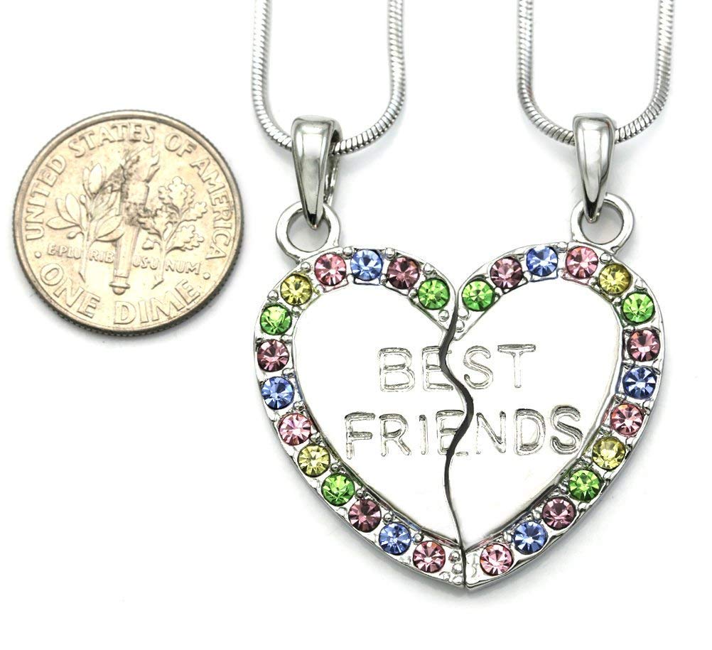 Best Friends Forever BFF Heart Necklace for Women & Teens - Engravable Personalized Jewelry Gift for Her - Perfect for Birthdays, Anniversaries & Friendship Day