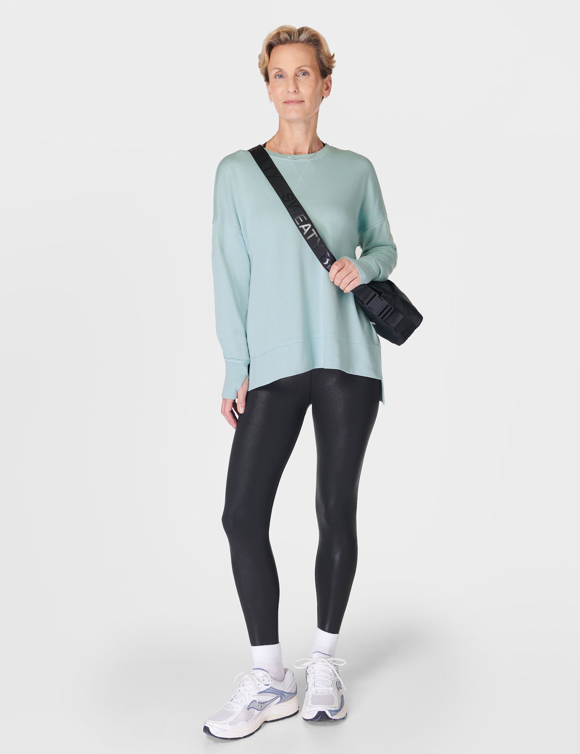 After Class Longline Sweatshirt for Women - Soft Oversized Pullover Hoodie in Muted Teal Blue | Casual Loungewear, Streetwear Fashion & Cozy Study Sessions