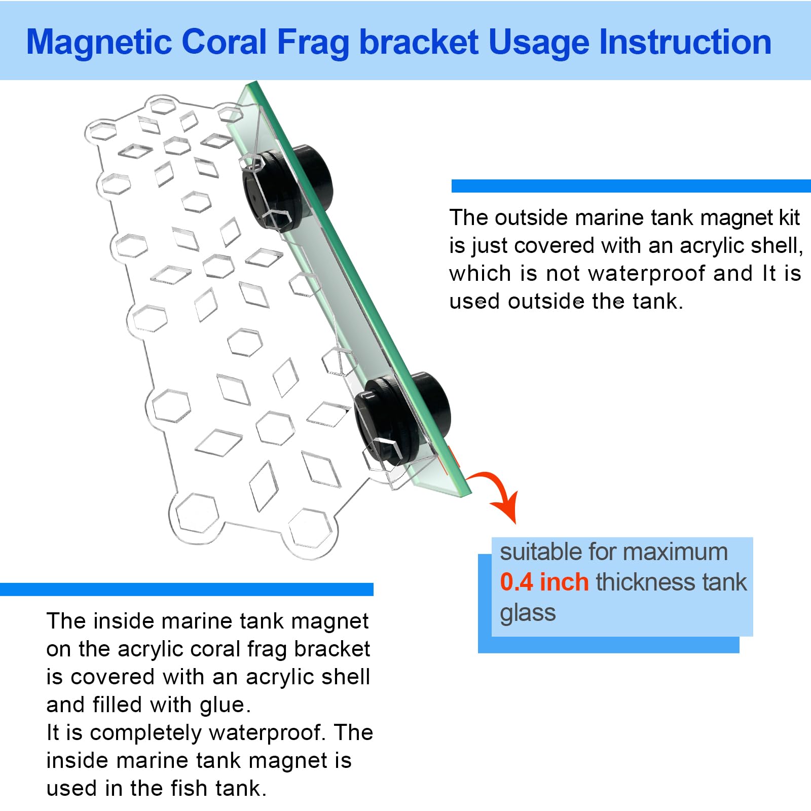 **Aquarium Coral Frag Rack with Magnetic Holder - 19 Coral Plug Mounts for Reef Tanks | Saltwater Aquarium Accessories for Coral Propagation & Display**