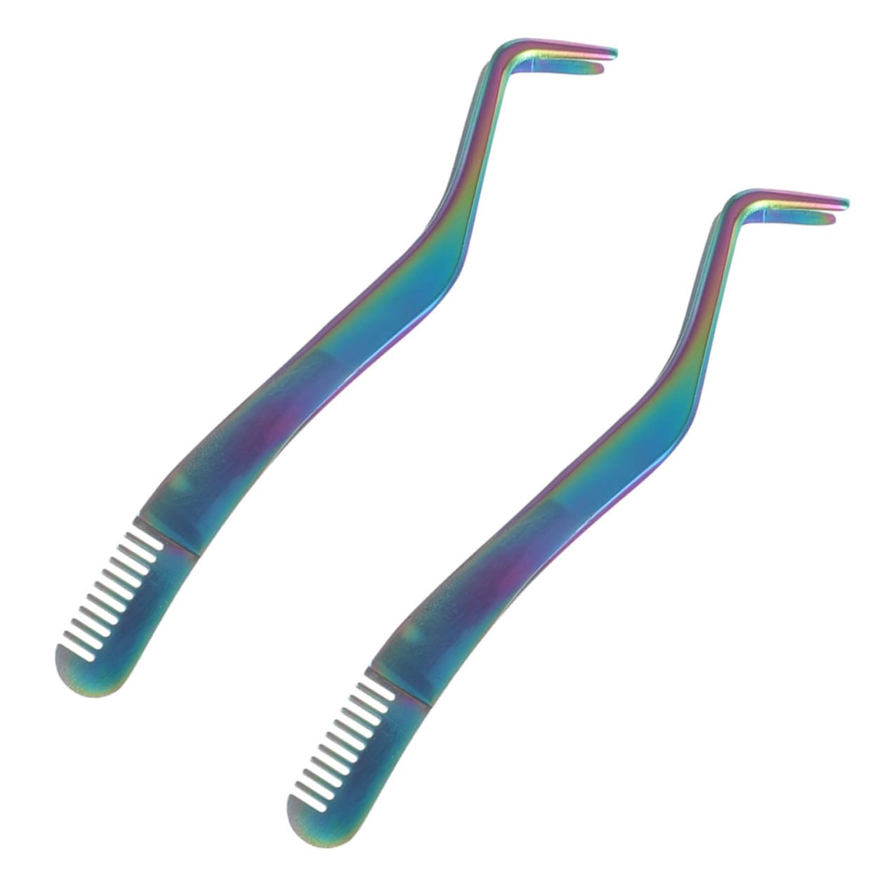 2-Pack Stainless Steel Eyelash & Eyebrow Tweezers with Comb - Precision Lash Applicator Tool for Professional & Home Use - Perfect for Extensions, Grooming & Makeup Application