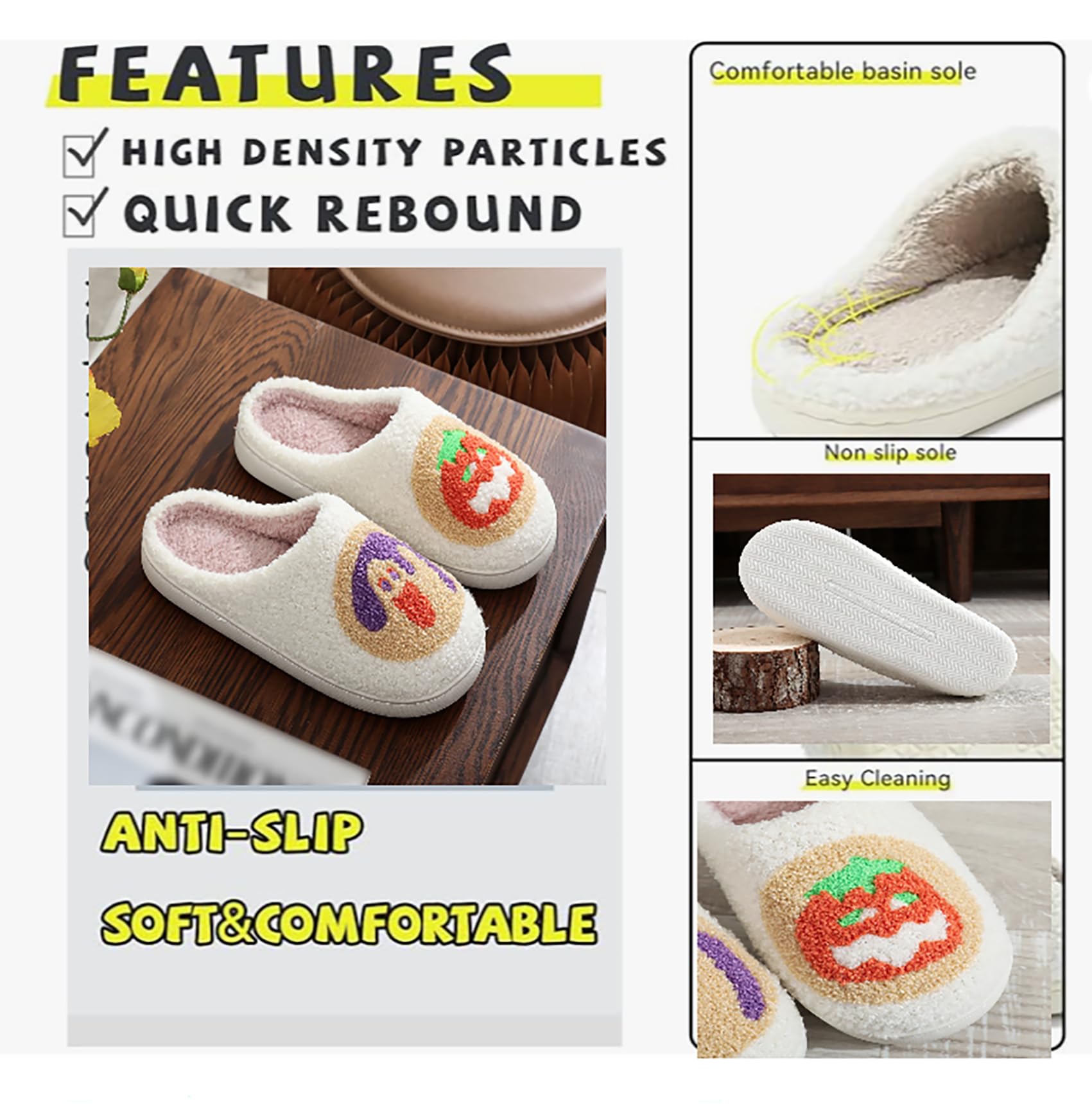 **Unisex Halloween Pumpkin Ghost Memory Foam Slippers - Plush Non-Slip Indoor House Shoes for Men & Women - Cozy Warm Footwear for Fall, Winter & Holiday Season**    *(Perfect for Halloween parties, cozy nights at home, or as a festive holiday gift!)*