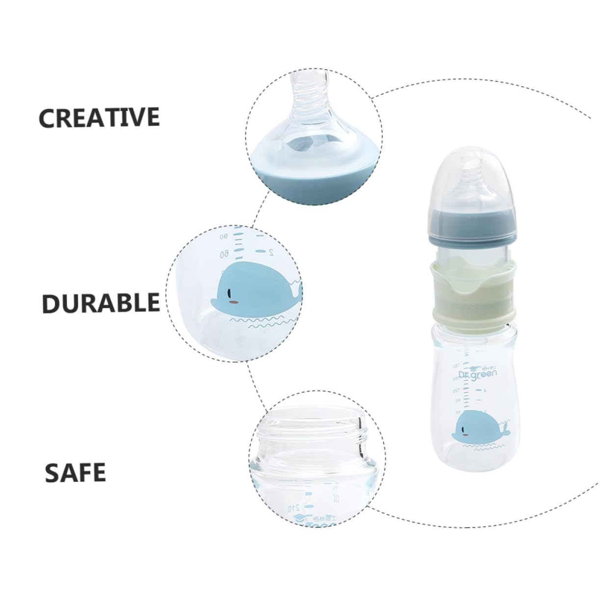 5-Pack Slow Flow Newborn Feeding Bottles - BPA-Free Blue Glass Baby Bottles for Breastmilk & Formula - Ideal for Newborns, Infants & Travel Use