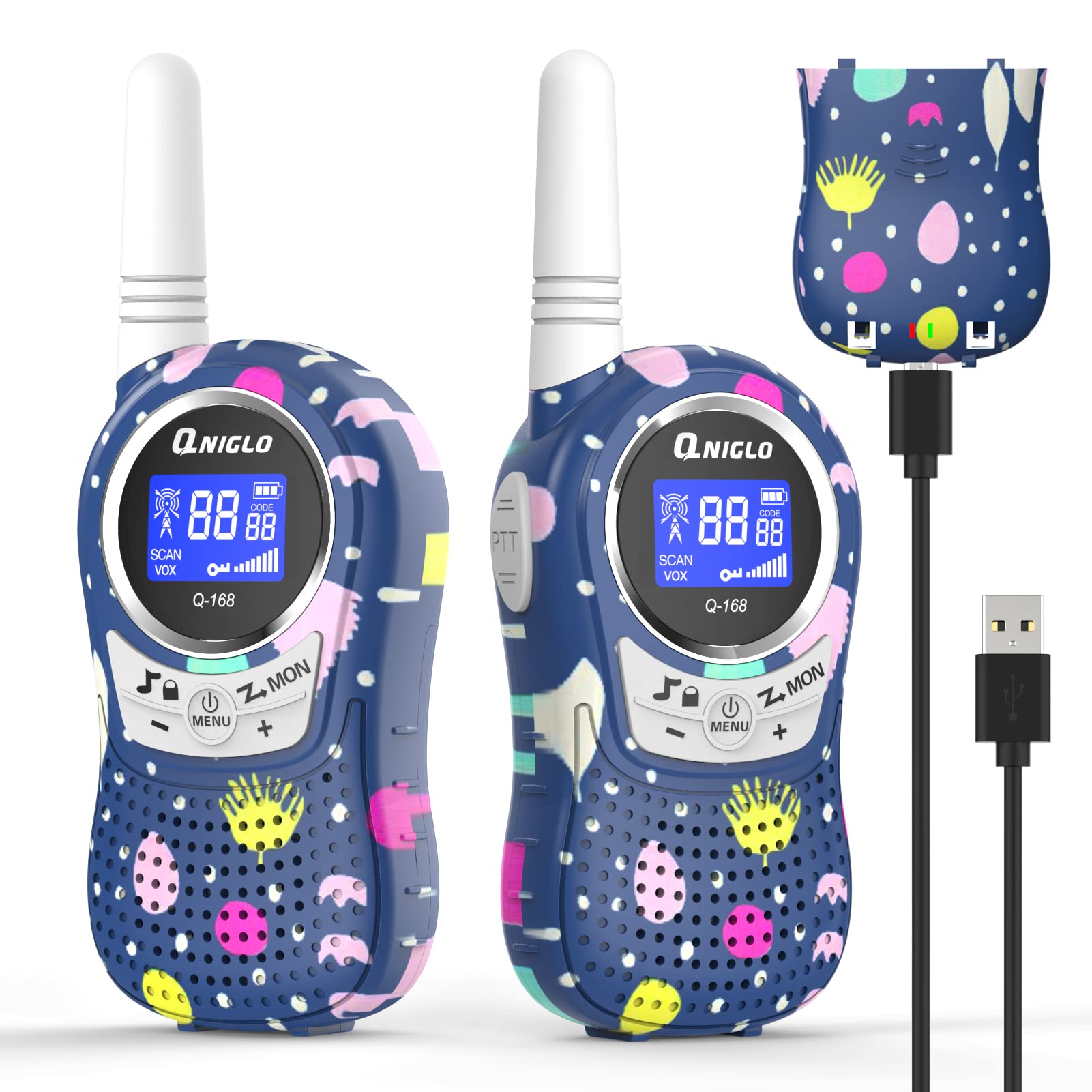 Qniglo Kids Walkie Talkies - Rechargeable Long Range Walkie Talkies with Clear Sound for Boys & Girls Ages 3-8 - Perfect for Outdoor Adventures, Camping, Hiking, and Backyard Play