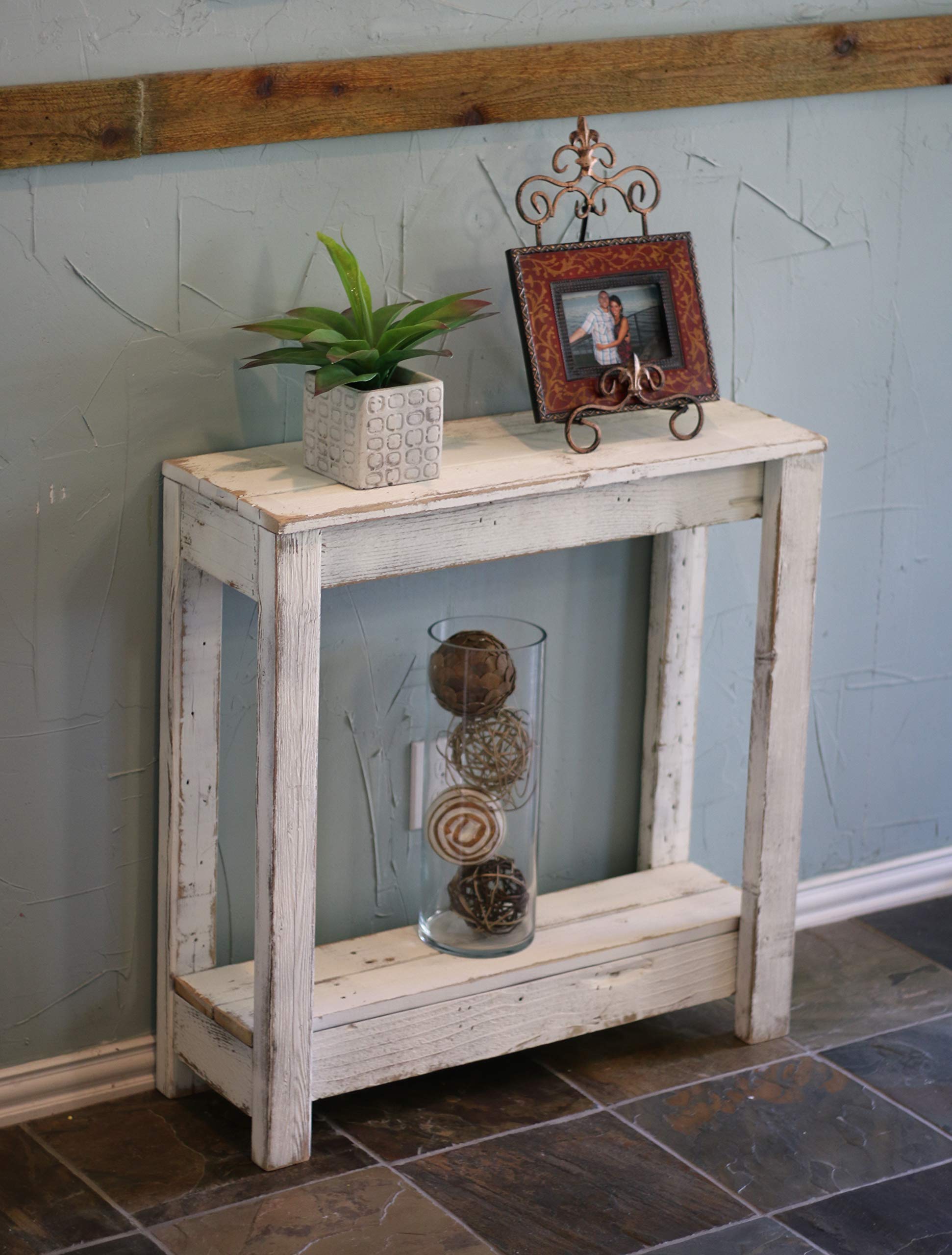 Doug and Cristy Designs White Small Entryway Console Table - Perfect for Hallway, Foyer & Apartment Decor