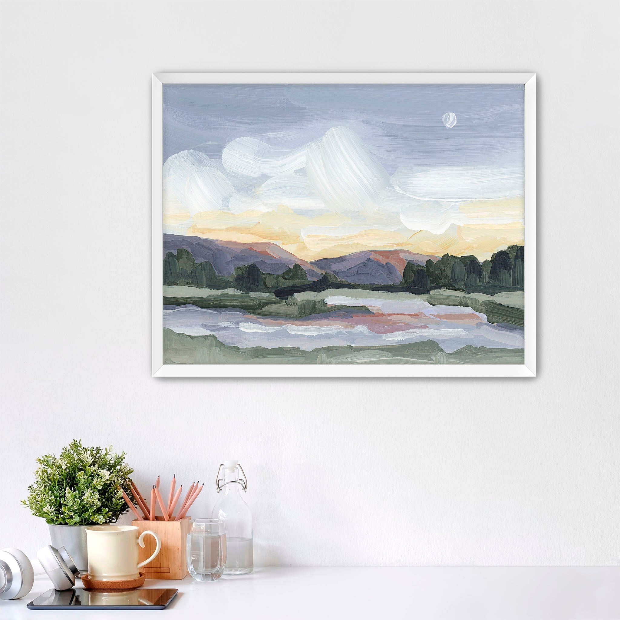Moonlit Pond Art Print - Stunning Landscape Wall Decor for Living Room, Bedroom & Office - Perfect Gift for Nature Lovers