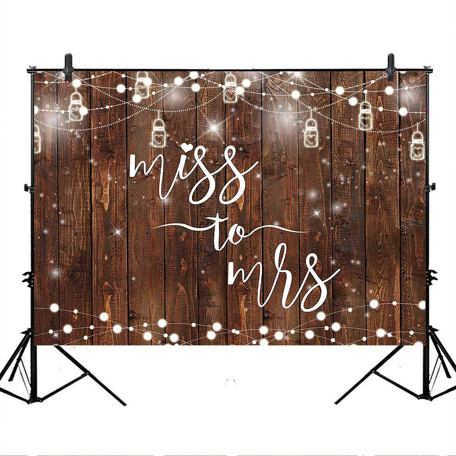 Rustic Brown Wood Bridal Shower Backdrop - Avezano Miss to Mrs Couples Shower Banner for Engagement Party, Wedding Photo Booth Props (8x6ft) | Perfect for Wedding Decor, Bridal Showers & Anniversary Celebrations