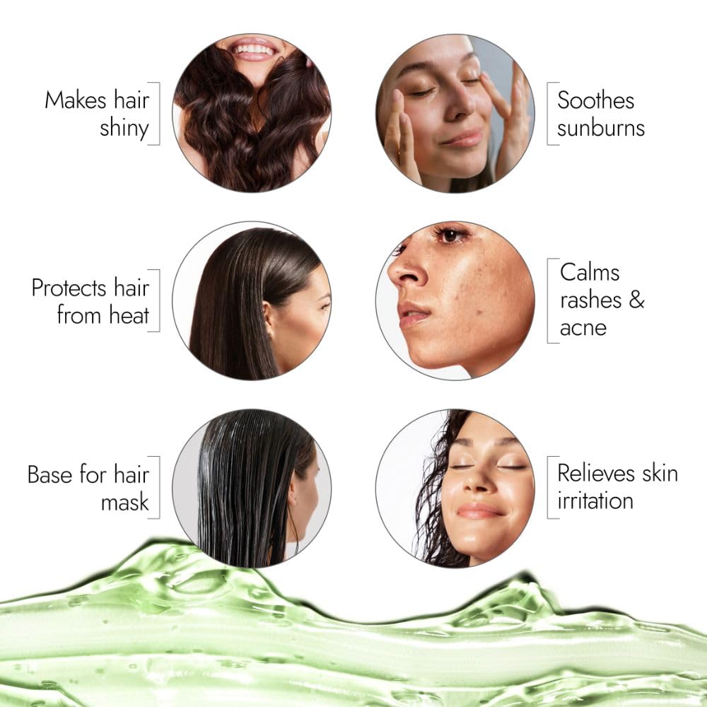 Kapiva Pure Aloe Vera Gel for Face & Hair - 500g Hydrating, Moisturizing & Soothing Skin Care | Multipurpose Aloe Gel for Sunburn Relief, After Shave, Hair Mask & Daily Skincare