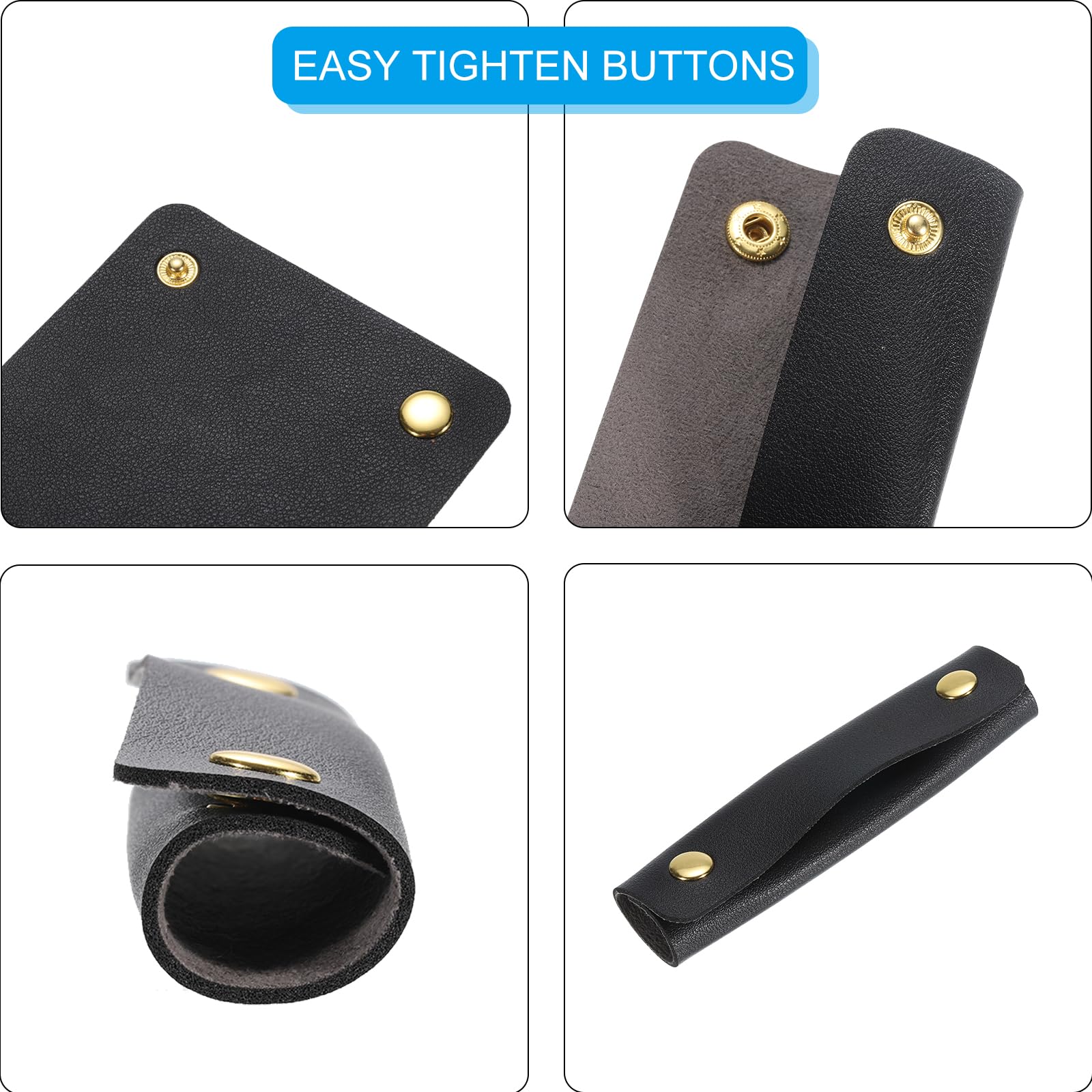 uxcell 4Pcs PU Leather Handbag Handle Covers - Luggage Grip Protector for Suitcases & Shopping Bags (13x10cm, Dark Brown/Black) - Comfortable & Durable Travel Accessories for Business Trips & Daily Commute