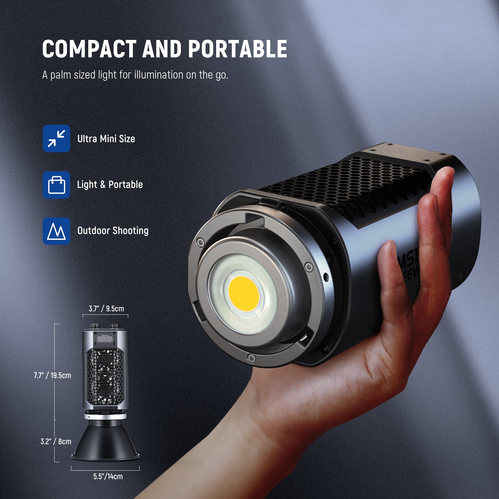 NEEWER MS150 130W Mini COB LED Video Light with Adjustable Brightness & Color Temperature - Perfect for YouTube, Photography, and Studio Lighting
