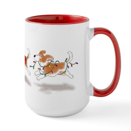 White/Red Inside - Holiday Beagle Large Mug