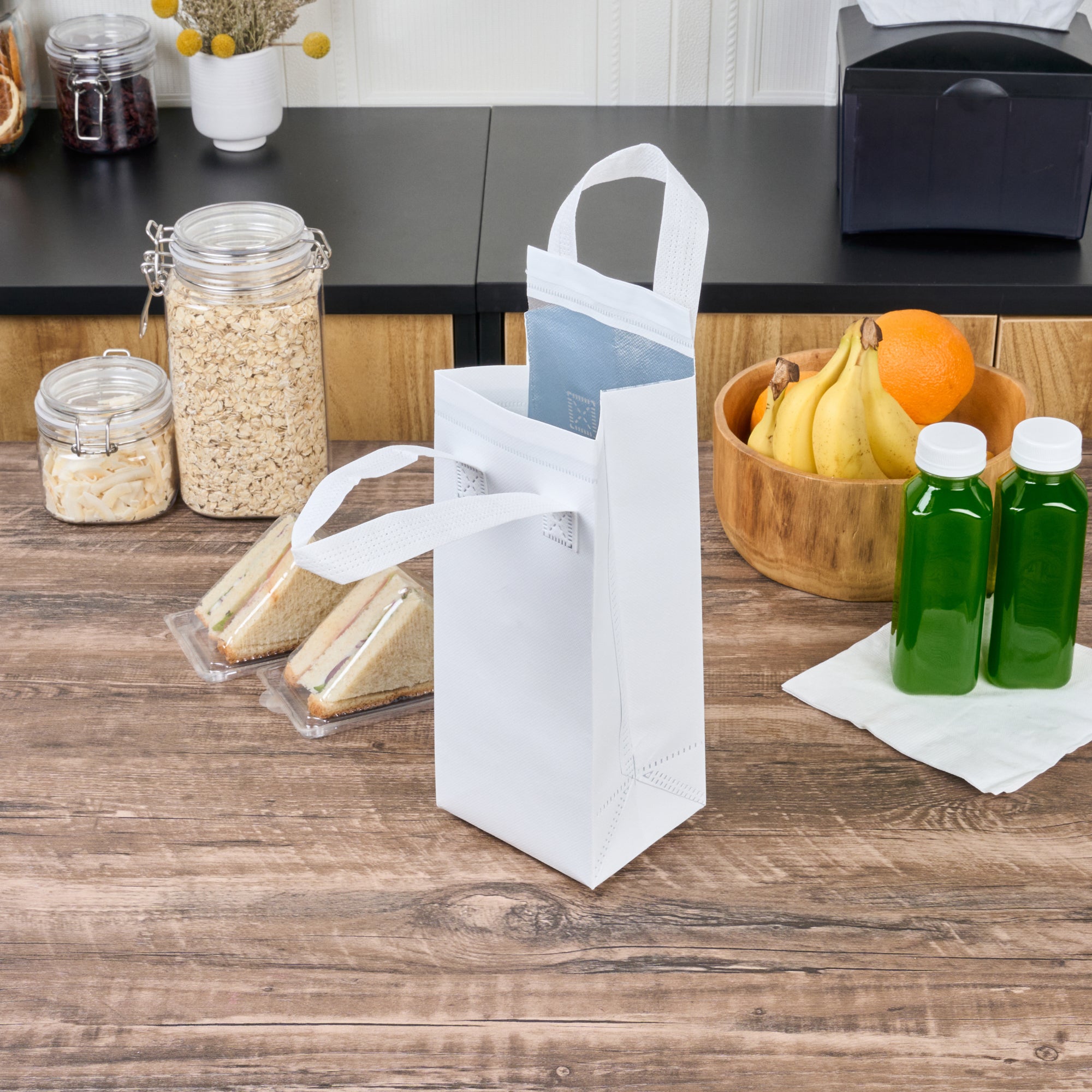 White Insulated Take Out Bag - Tamper Evident Food Delivery Containers (4.75