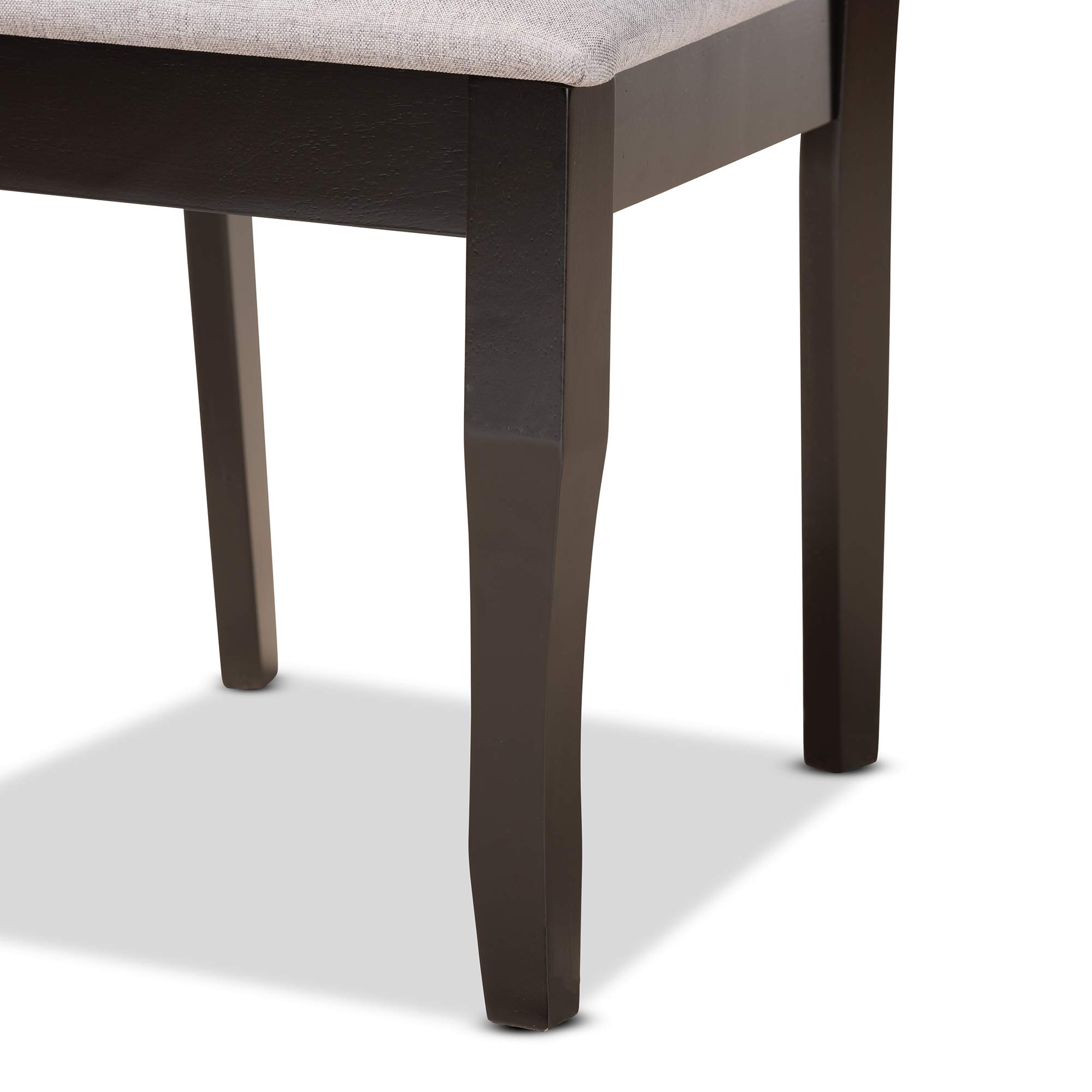 Baxton Studio Verner 2-Piece Dining Chair Set - Grey Fabric Upholstered with Dark Brown Wood Finish - Modern Kitchen & Dining Room Furniture for Home Decor