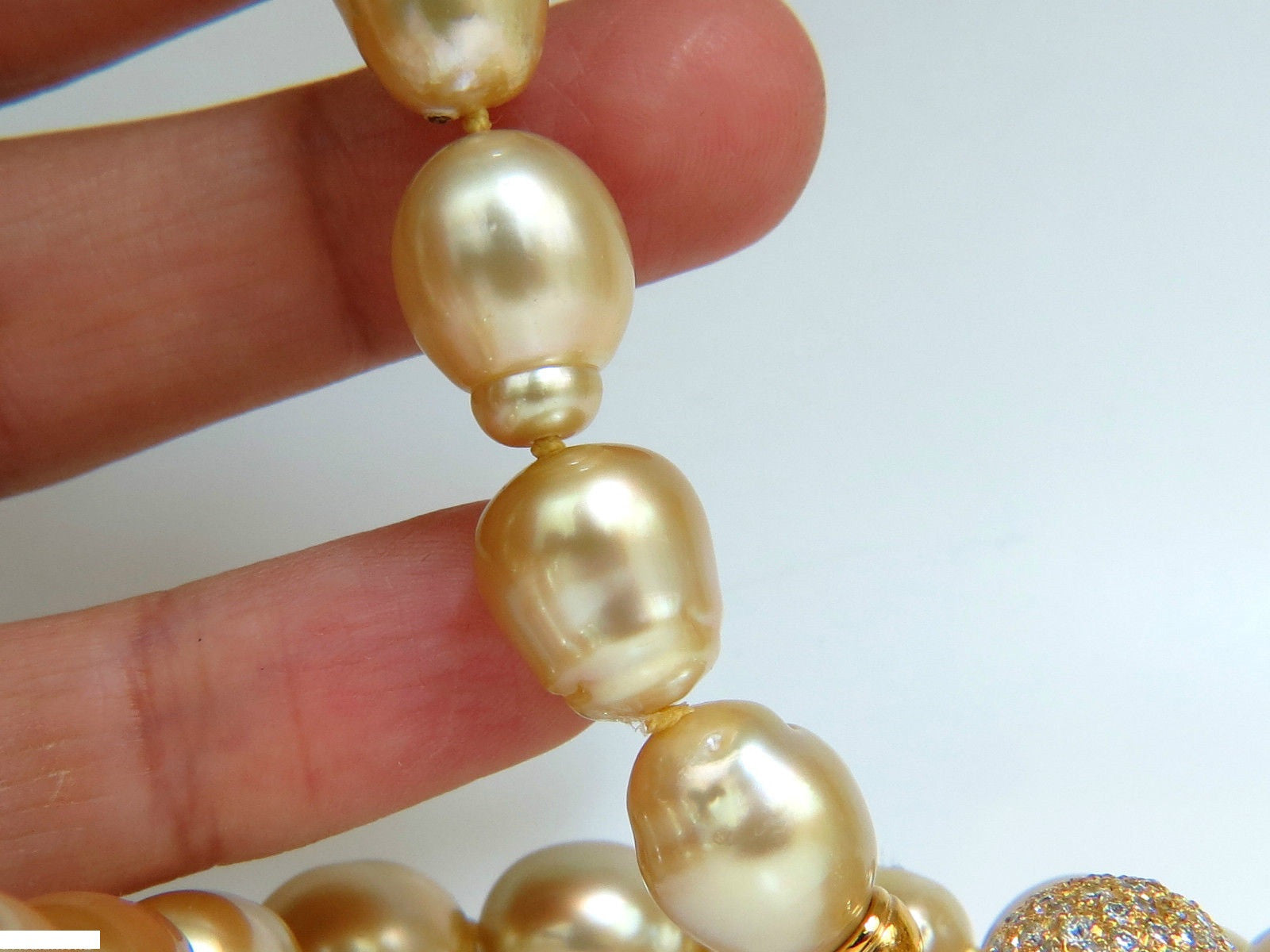 18KT Gold 14.5mm Natural South Sea Yellow Pearl Necklace with 2.00CT Diamond Clasp - Elegant Jewelry for Weddings, Parties & Special Occasions