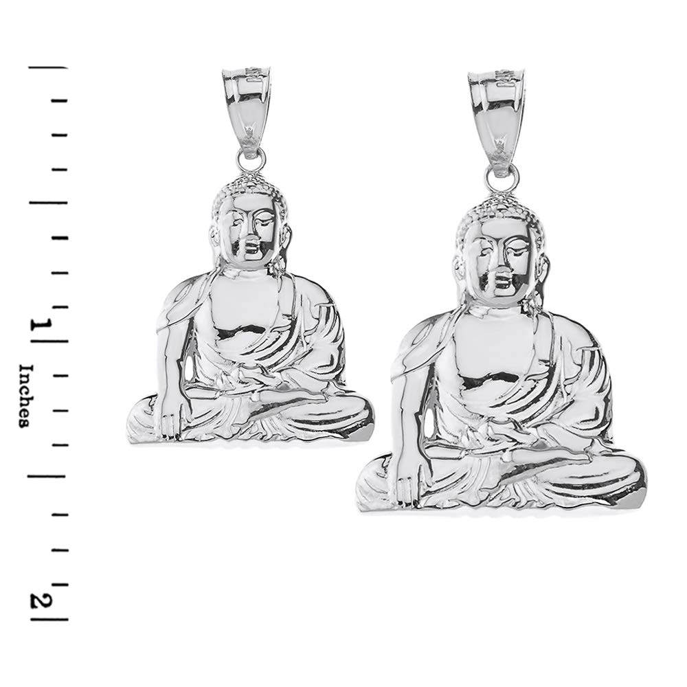 925 Sterling Silver Buddhist Meditation Zen Buddha Pendant Necklace - 1.37