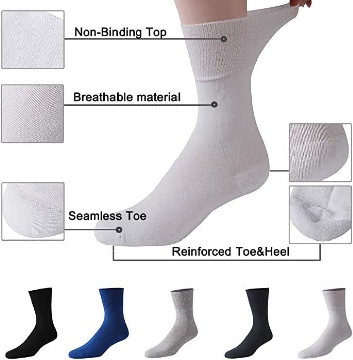 COSHAL® 3 Pairs Women's Diabetic Socks - Wide Honeycomb Top, Soft Cuff Ankle, Medium-Elastic Grip, Non-Binding Circulatory Socks for Sensitive Feet (Size 4-7) | Perfect for Daily Wear, Diabetes Care & Improved Blood Circulation
