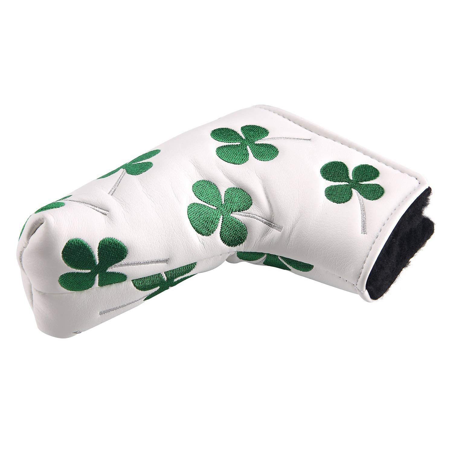 Lucky Clover Blade Golf Putter Headcover - Premium Leather Husky Animal Design for Golf Clubs - Perfect Replacement Cover for Golf Enthusiasts (White) - Ideal for Golf Course, Driving Range, and Practice Sessions