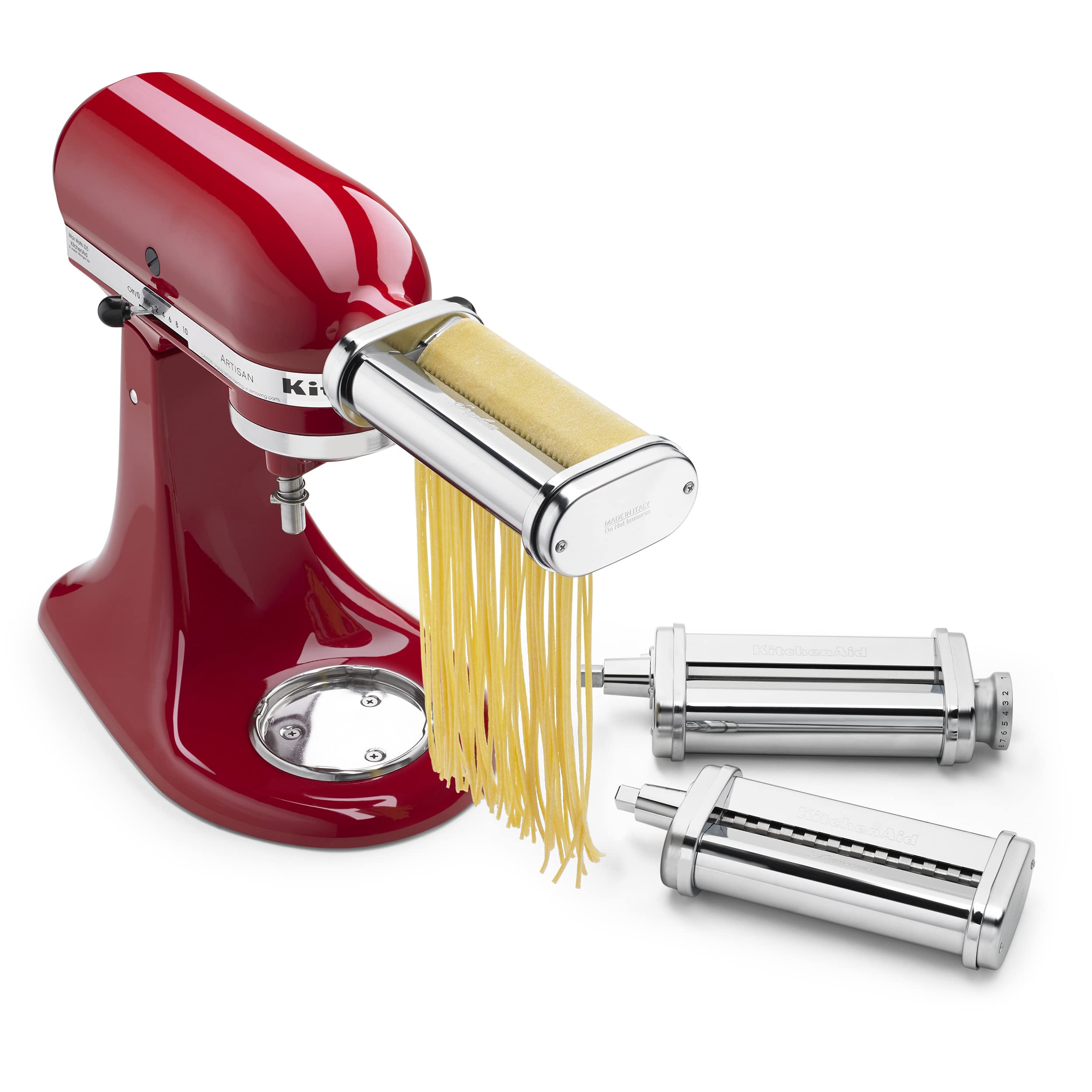 KitchenAid KSMPRA 3-Piece Stainless Steel Pasta Roller & Cutter Set - Stand Mixer Attachment for Homemade Pasta, Ravioli & Lasagna - Perfect for Italian Cooking & Baking Enthusiasts