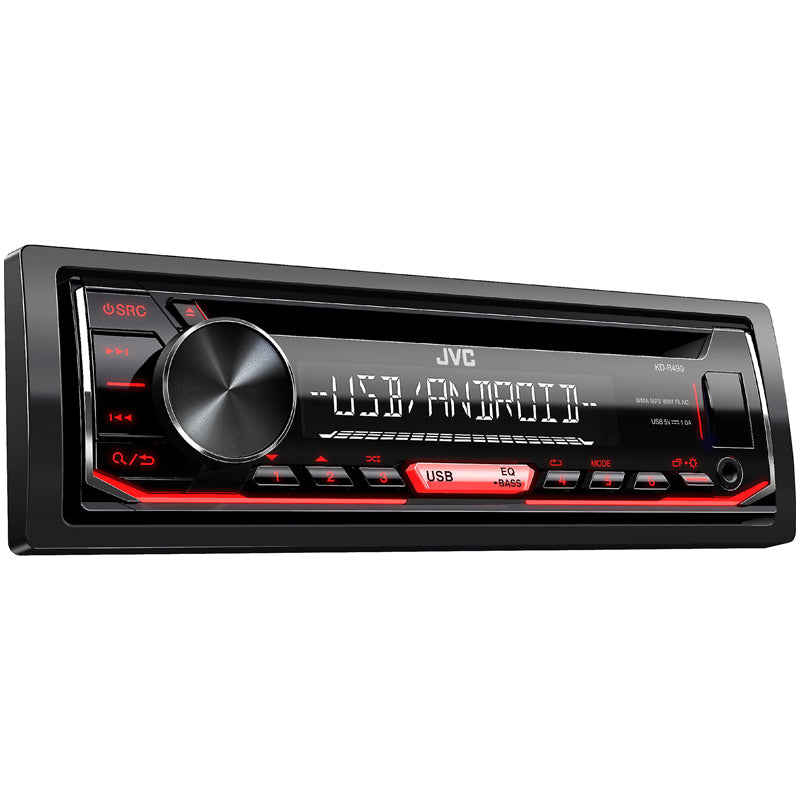 JVC KD-R490 Car Stereo Receiver - Bluetooth, USB, MP3/WMA/AAC Playback - Perfect for Road Trips & Daily Commutes