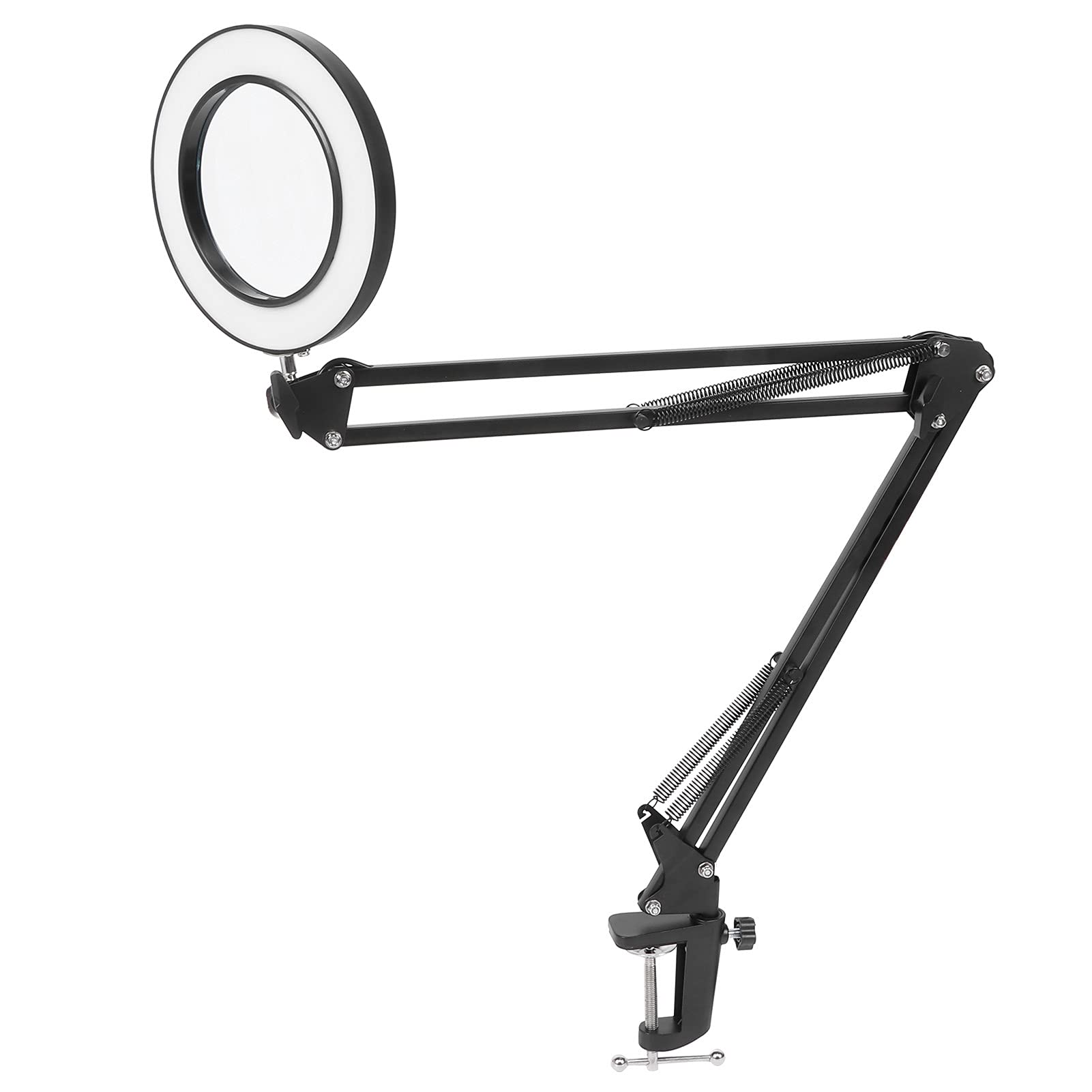 AlvinliteHome LED Magnifying Desk Lamp with 5X Magnification - 3 Light Colors & 10 Brightness Levels, USB Powered Adjustable Illuminated Lens for Reading, Crafts, Jewelry Making, and Close Work Tasks