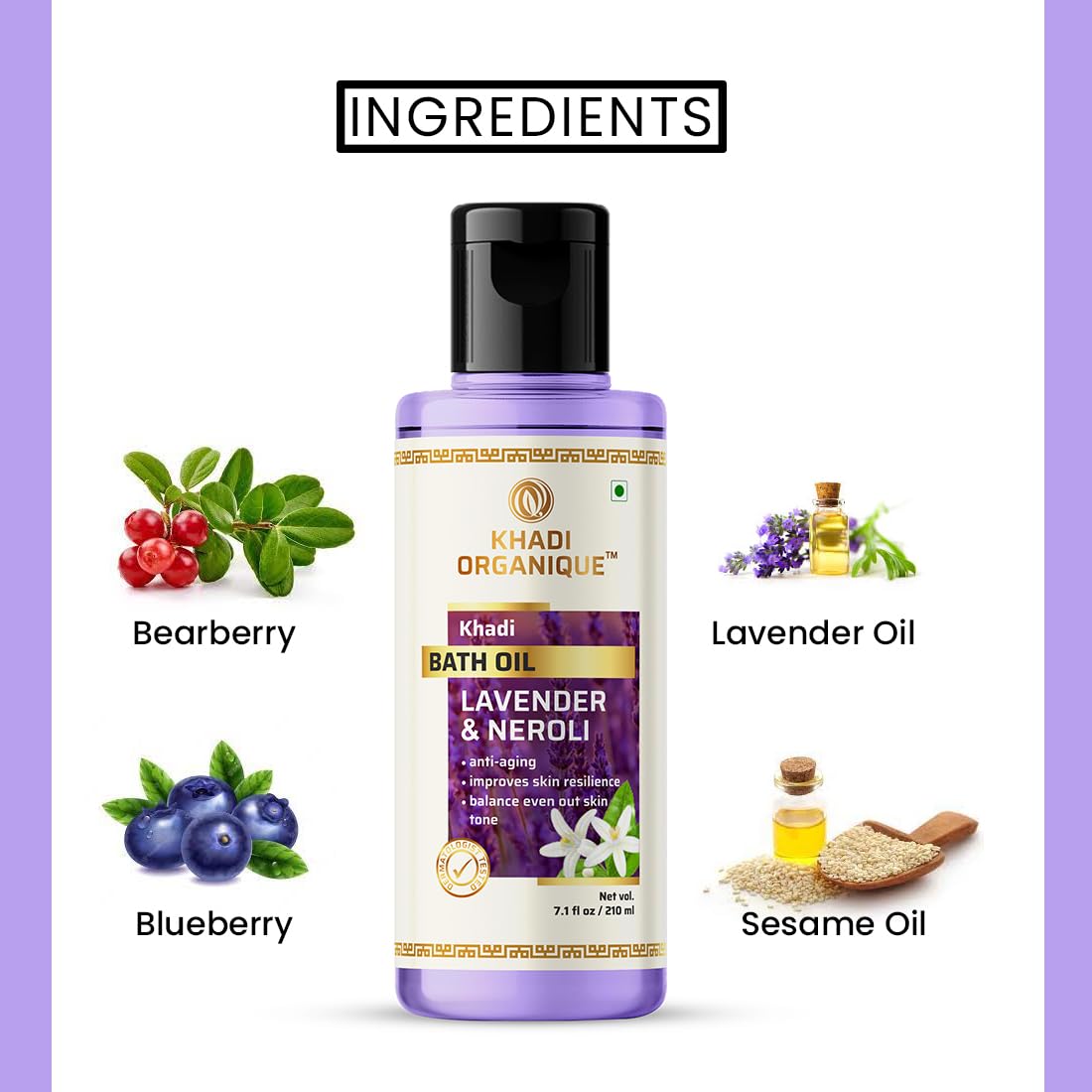 Khadi Organique Lavender & Neroli Bath Oil with Sandalwood & Honey Body Wash Combo | Organic Body Care Set for Dry Skin | Relaxing Bath & Shower Routine for Spa Day at Home