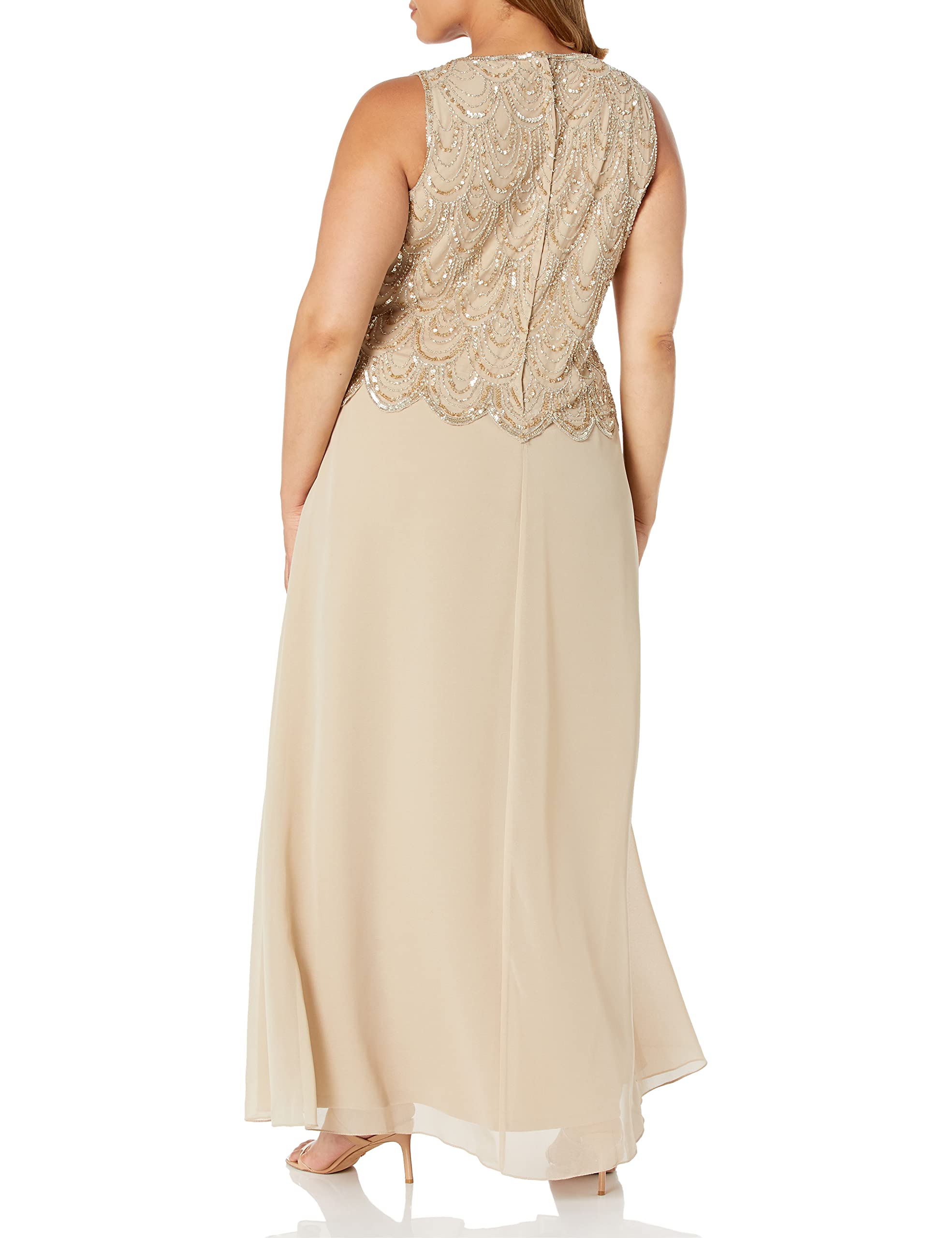 J Kara Women's Petite Sleeveless Beaded Tunic Dress with Scarf - Summer Casual Beach Cover Up, Party Wear & Vacation Outfit