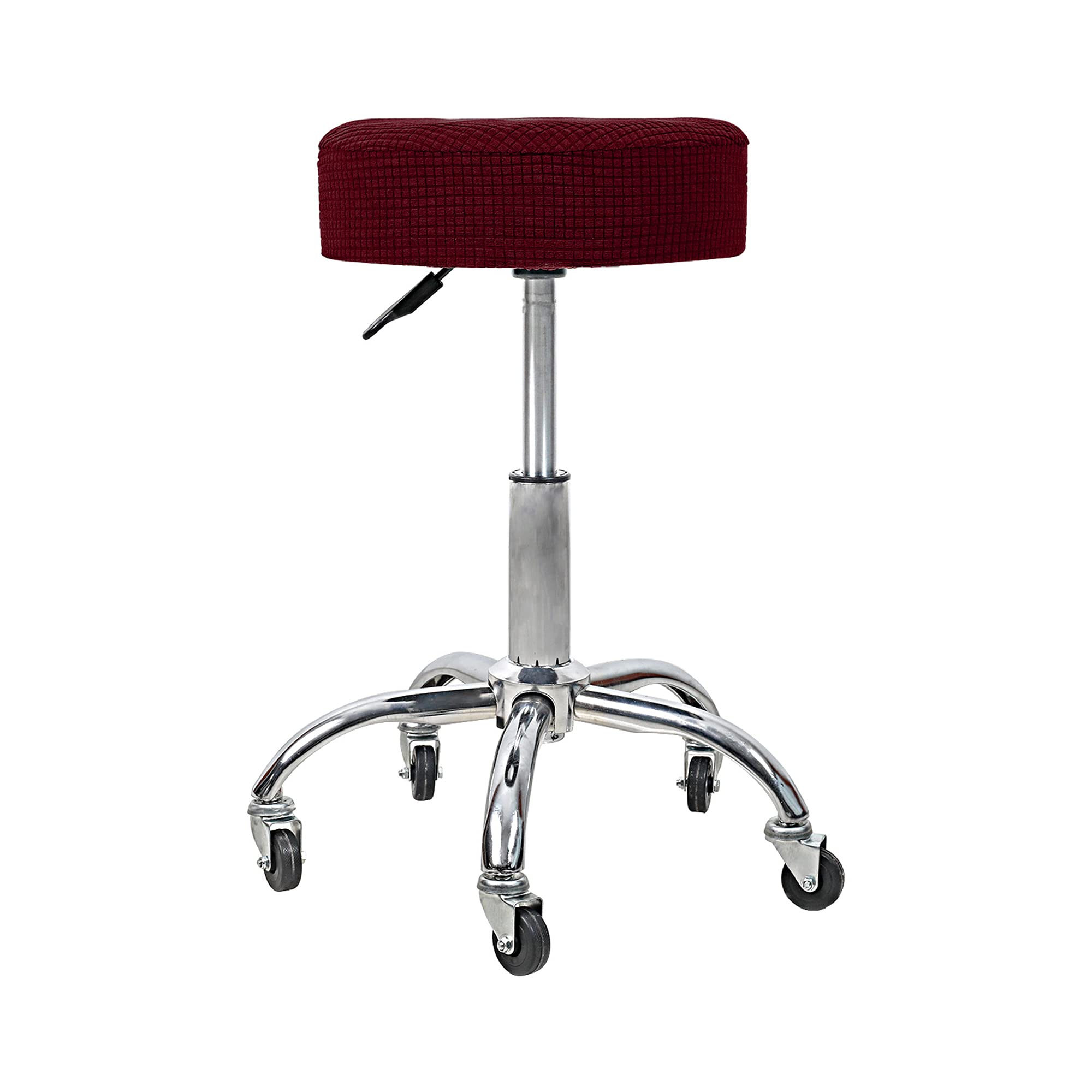Stretchable Dining Chair Covers - Universal Round Bar Stool Slipcovers - Breathable Washable Seat Protector for Kitchen, Restaurant & Home (1PC, Wine Red) - Perfect for Indoor & Outdoor Use