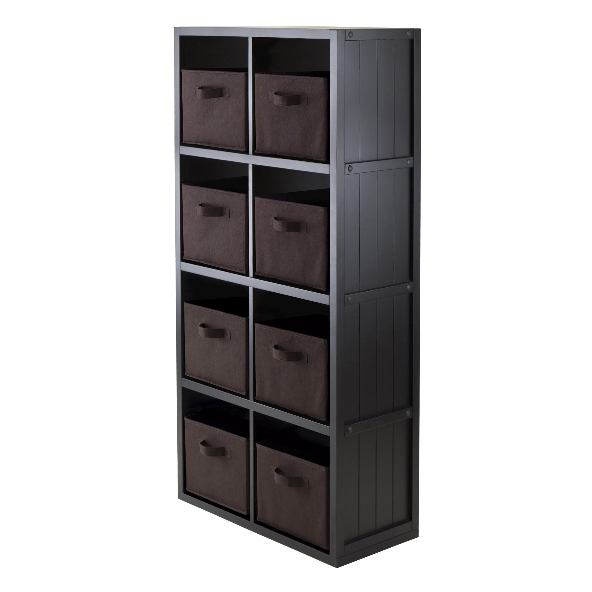 Winsome Timothy 9-Piece Storage Set - 4x2 Grid Shelf with 8 Fabric Baskets for Home Organization | Perfect for Bedroom, Bathroom & Closet Storage Solutions
